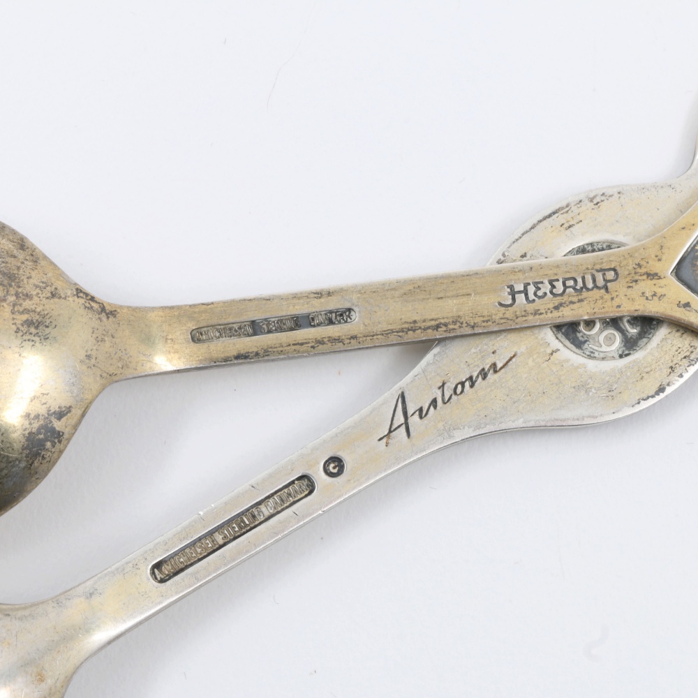 Four Vintage Danish Anton Michelsen Gold Wash Sterling Silver Spoons