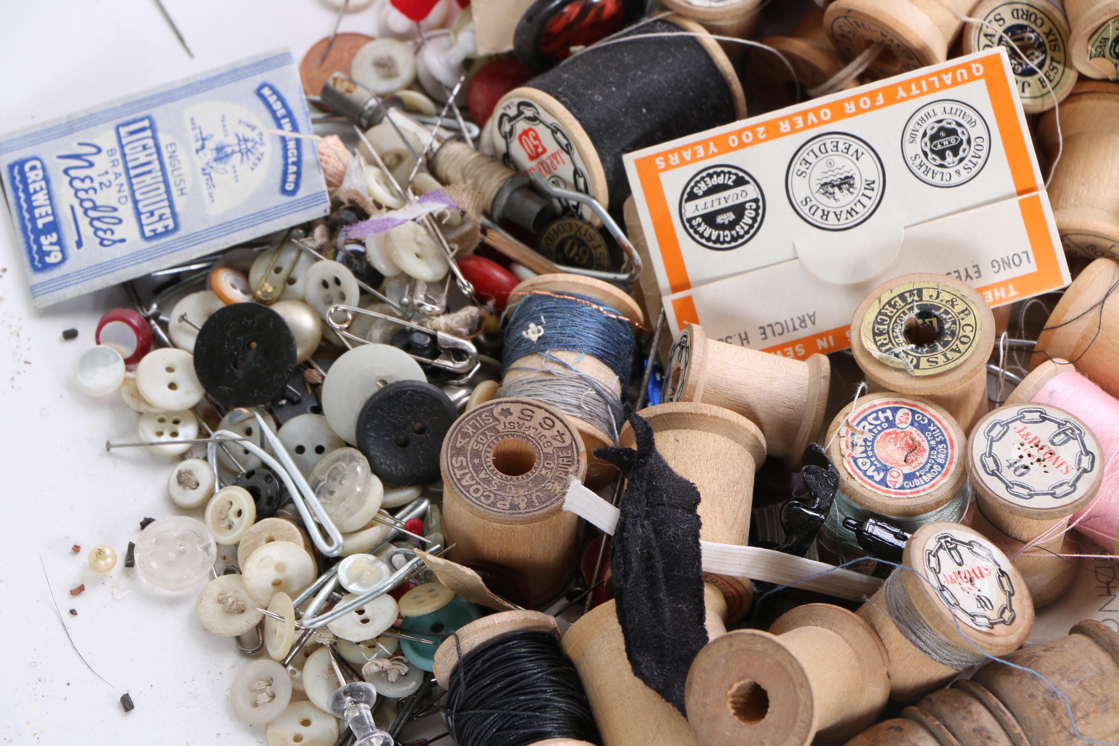 Vintage Standing Sewing Box and Supplies