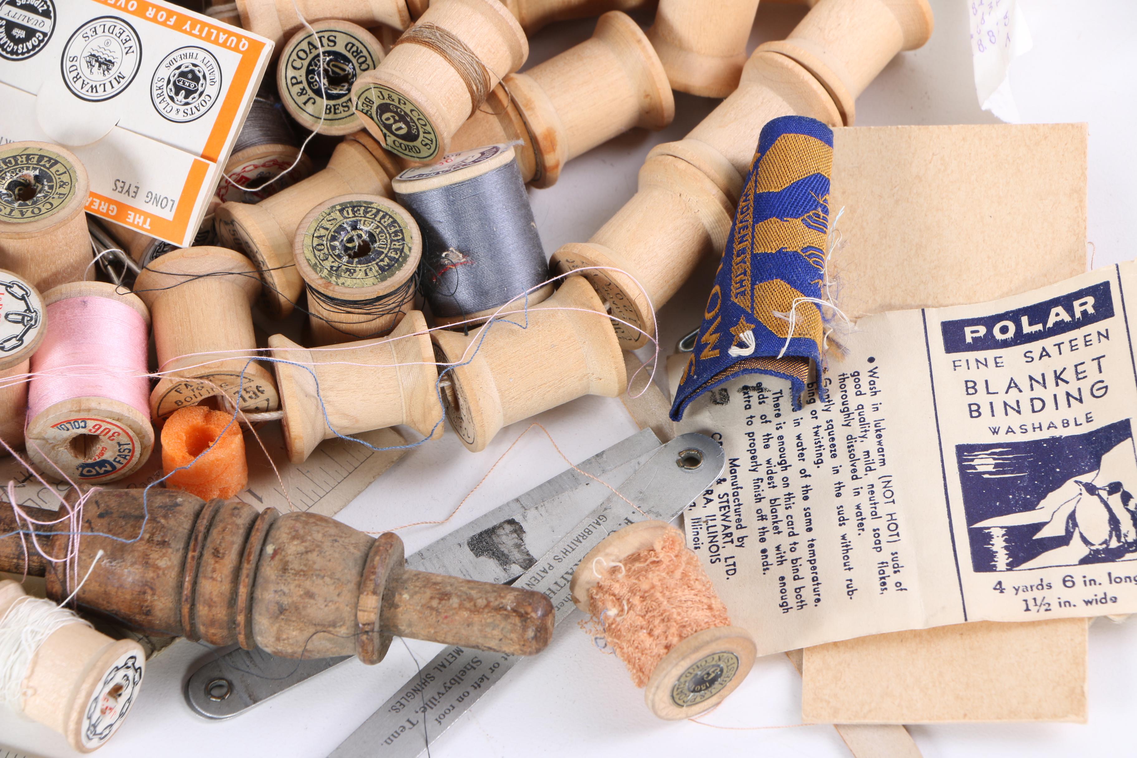 Vintage Standing Sewing Box and Supplies