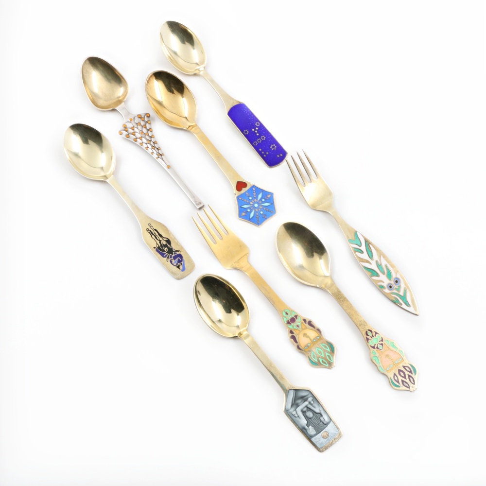 Collection of Anton Michelsen Gold Wash Sterling Silver Annual Christmas Spoons