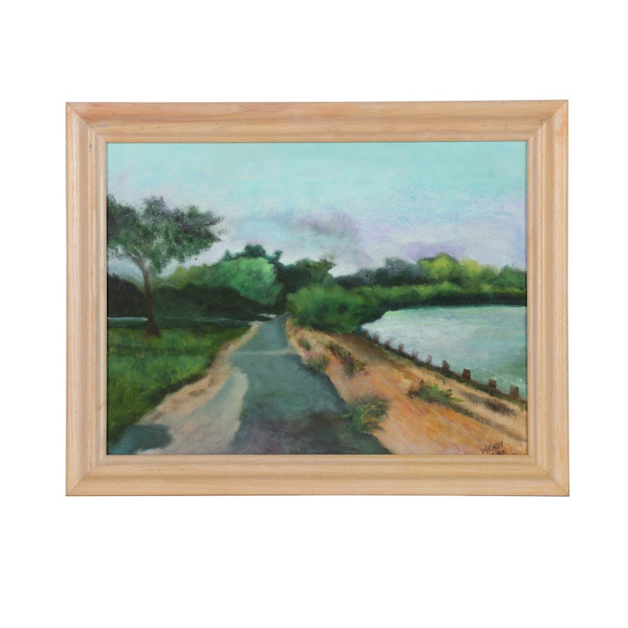 Wendy Lax Oil Painting on Canvas of Waterfront Scene