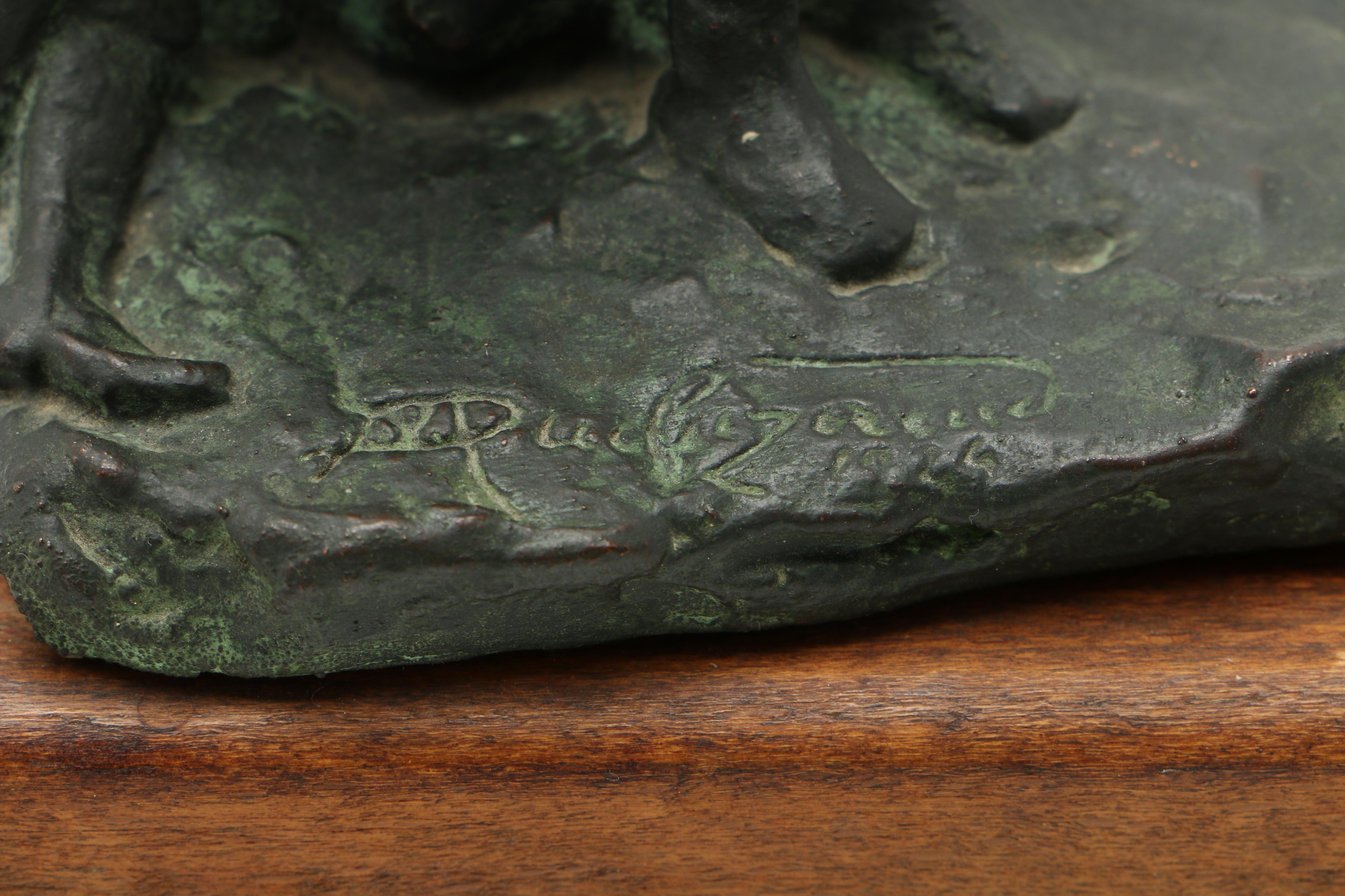 French Plaster Sculpture "Jeux Olympiques- Paris 1924" with Bronze Patina