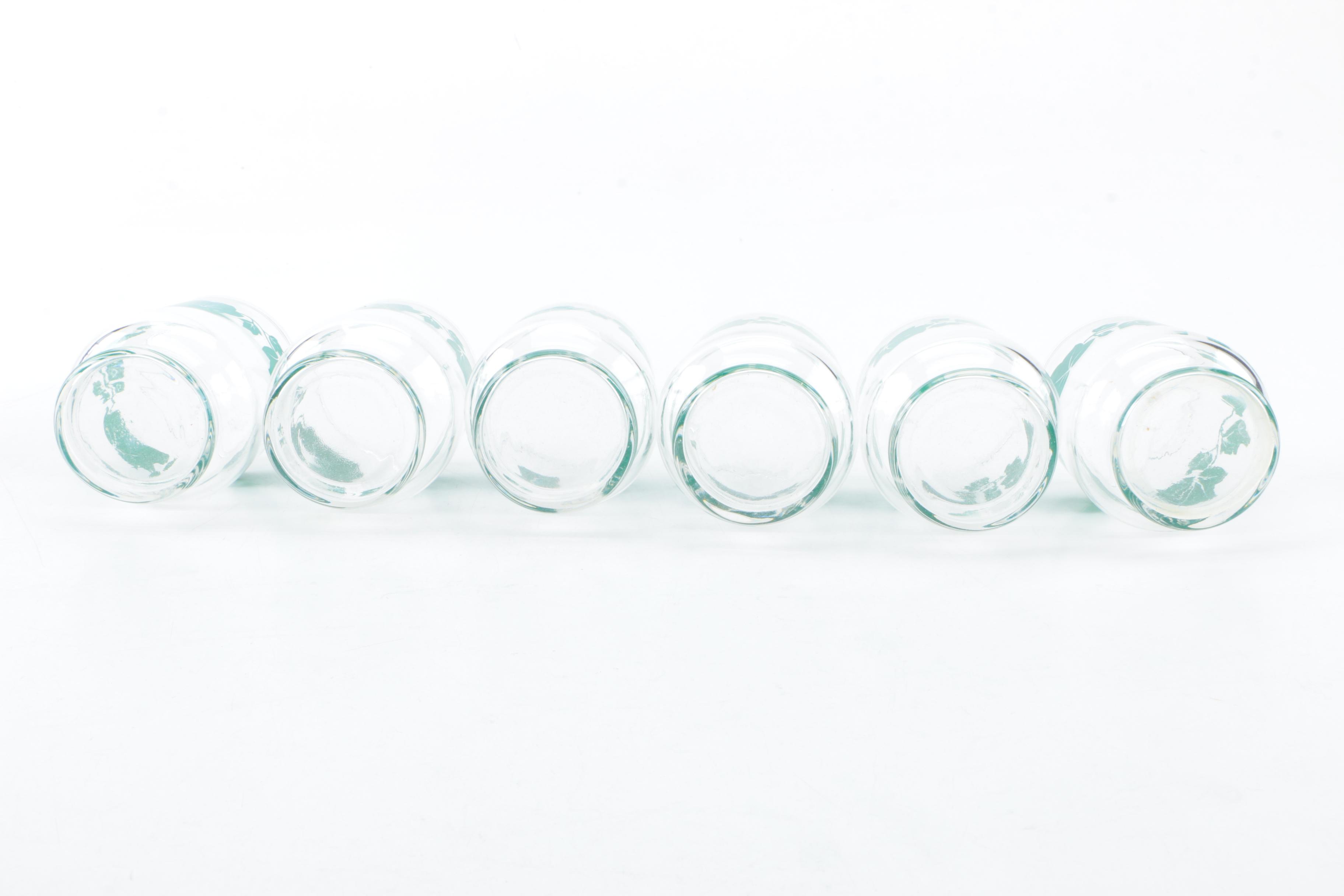 Federal Glass "Southern Ivy" Pitcher and Juice Glasses Circa 1950