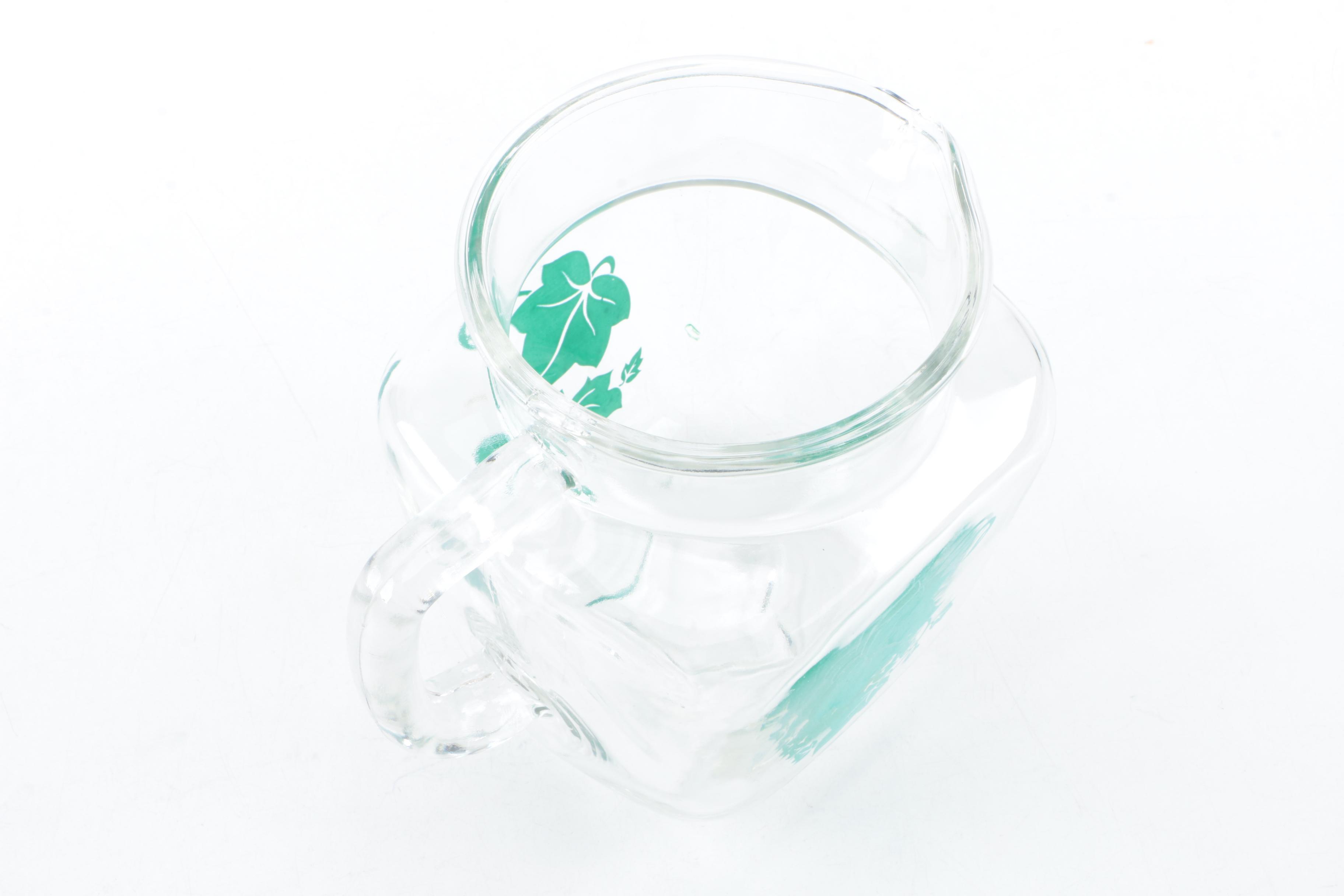 Federal Glass "Southern Ivy" Pitcher and Juice Glasses Circa 1950