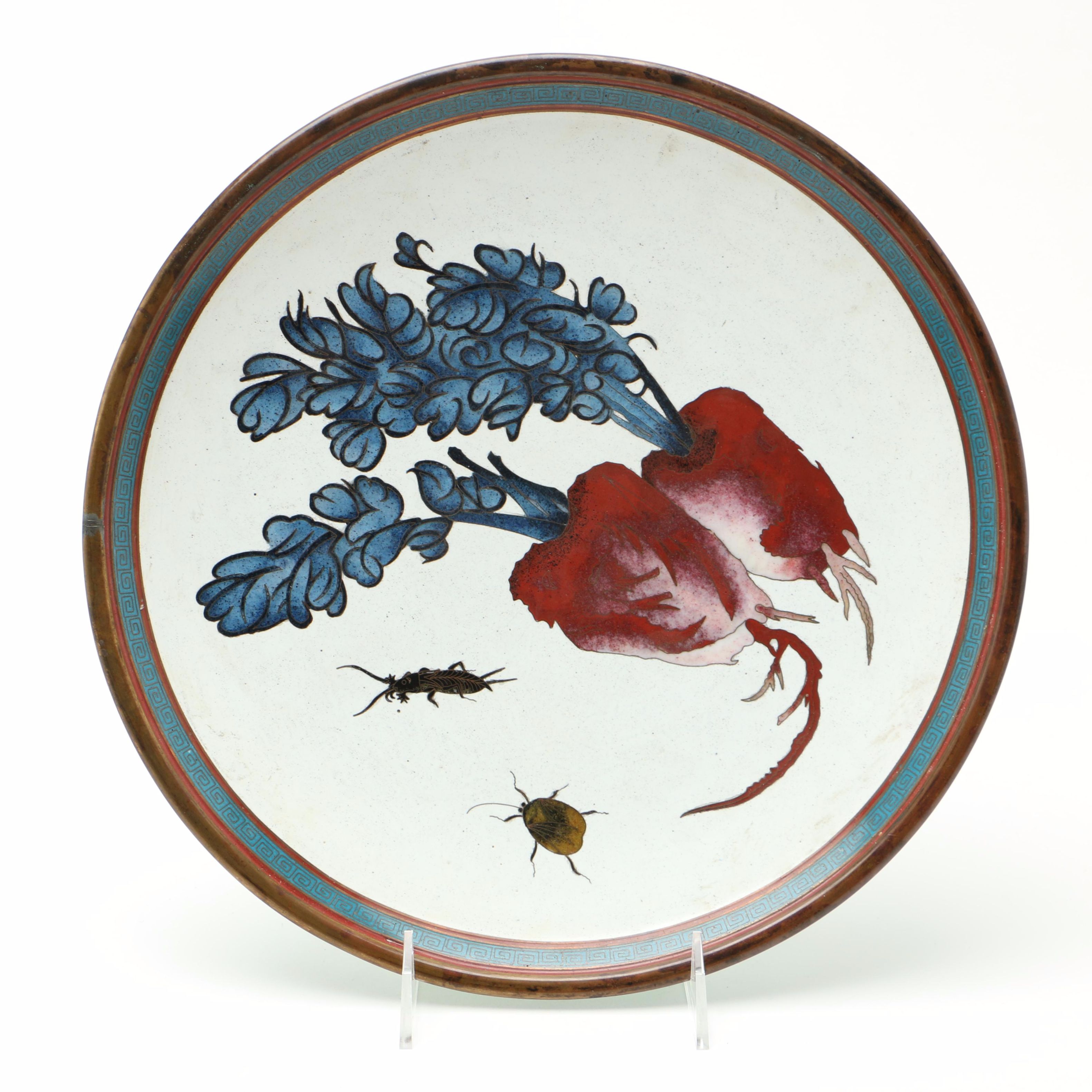 Antique Chinese Cloisonné Charger with Artisan Design