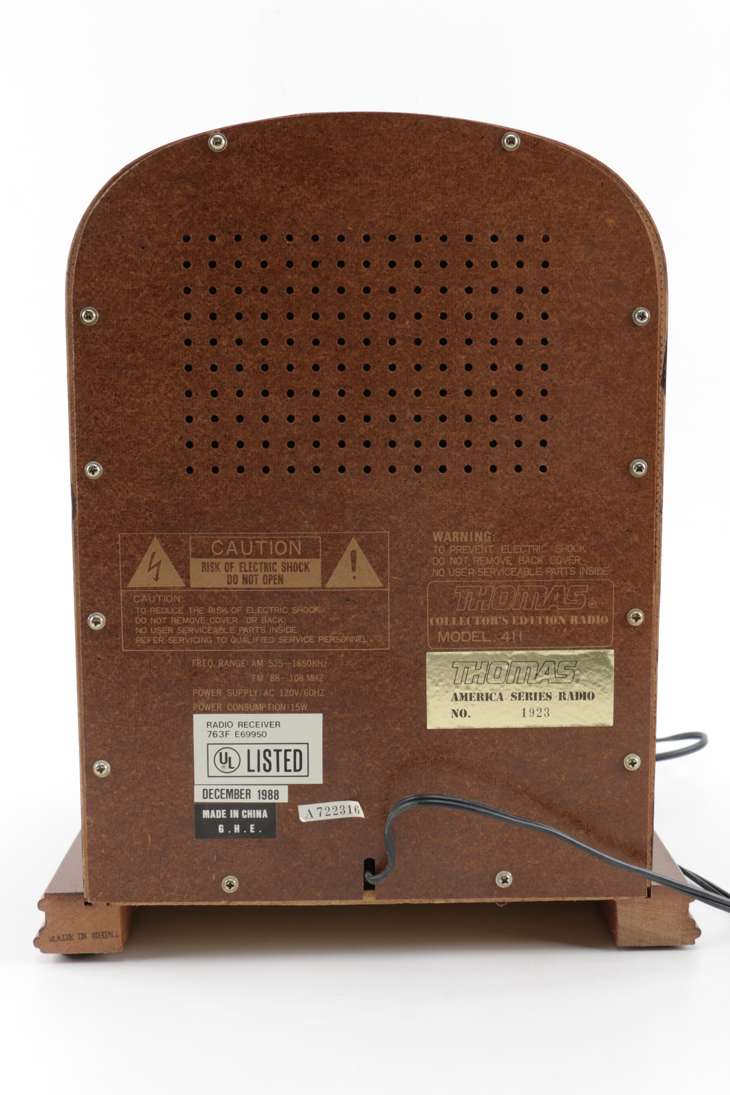 Thomas "America Series 1923" Reproduction Collector's Edition Radio