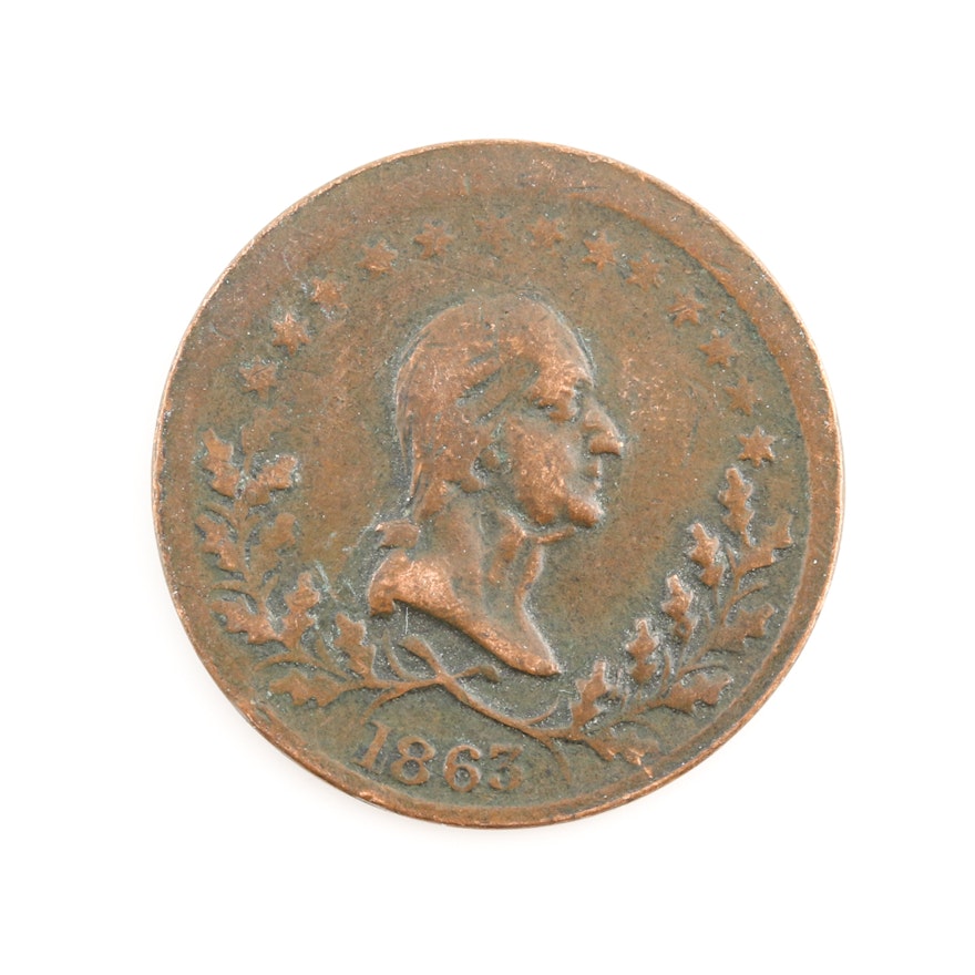 1863 Washington Bust and Star Civil War Token