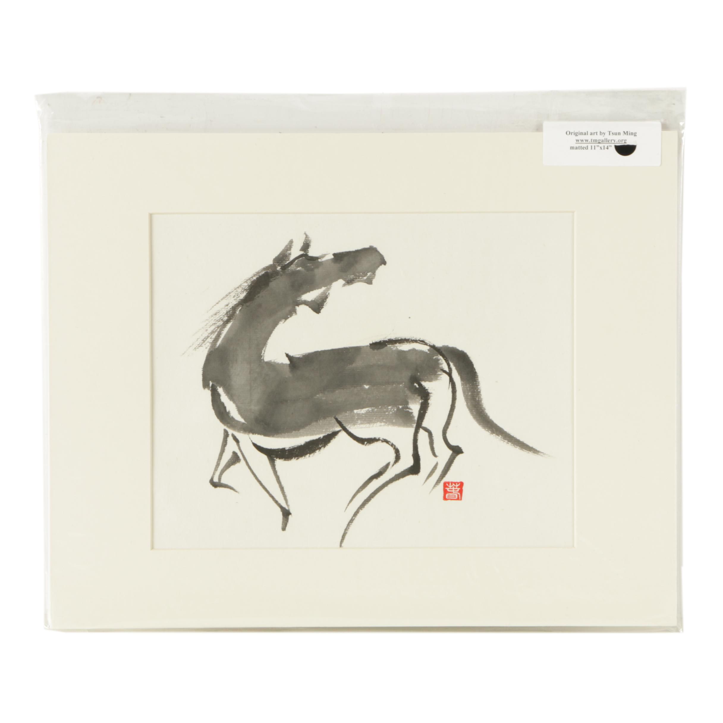 Tsun Ming Chmielinksi Sumi-e Ink Painting of Horse
