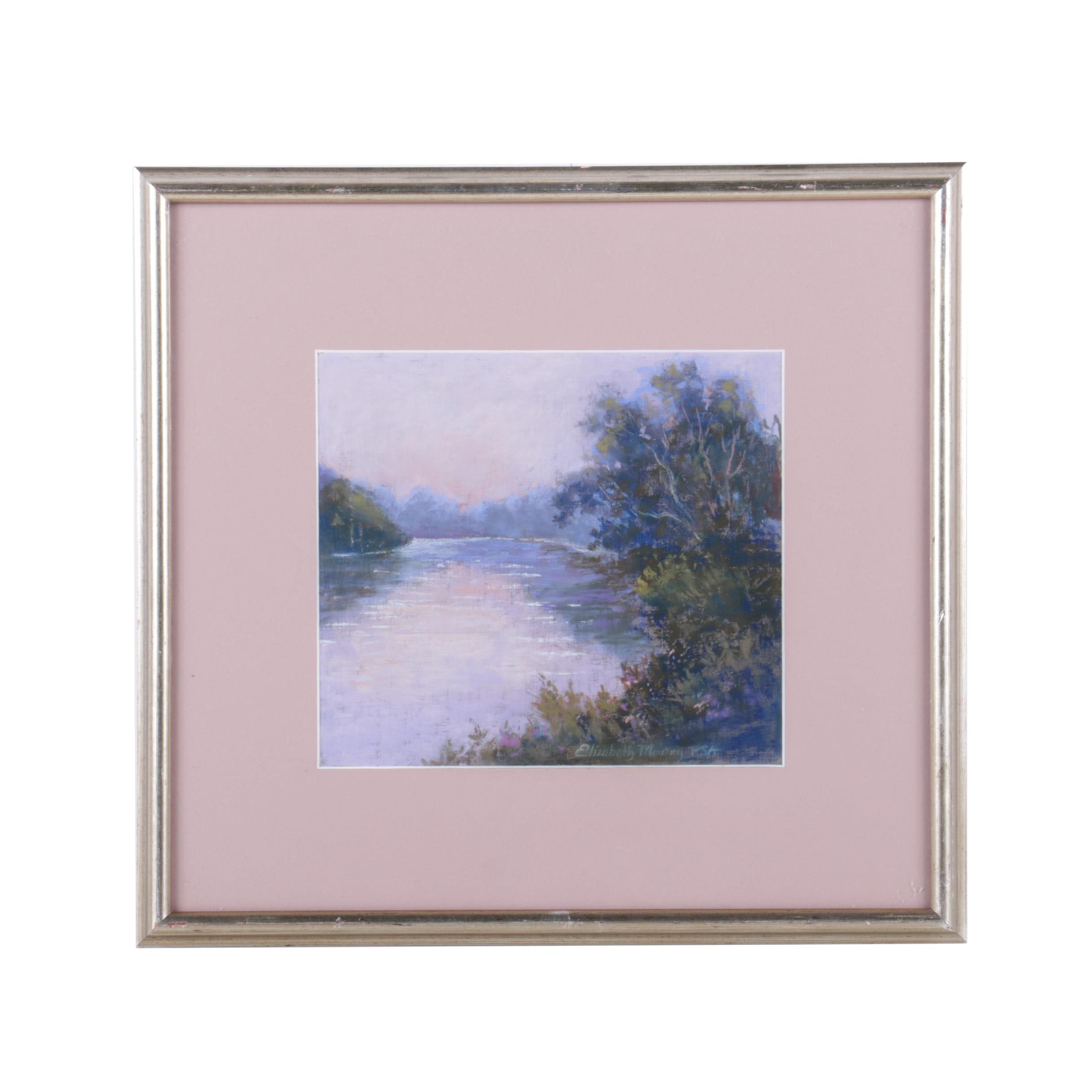 Elizabeth Mowry Pastel Drawing on Paper of a Lake