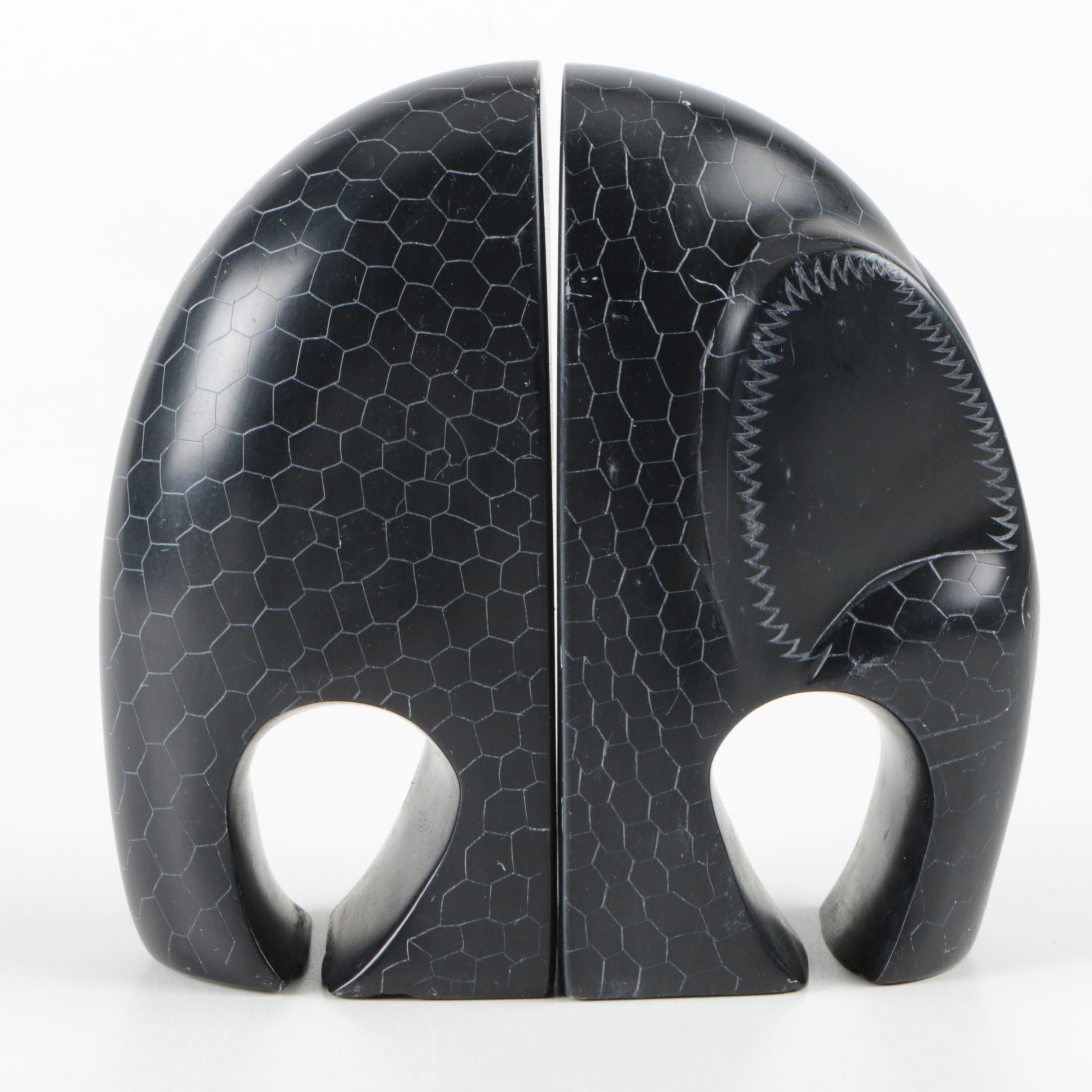 Soapstone Elephant Bookends
