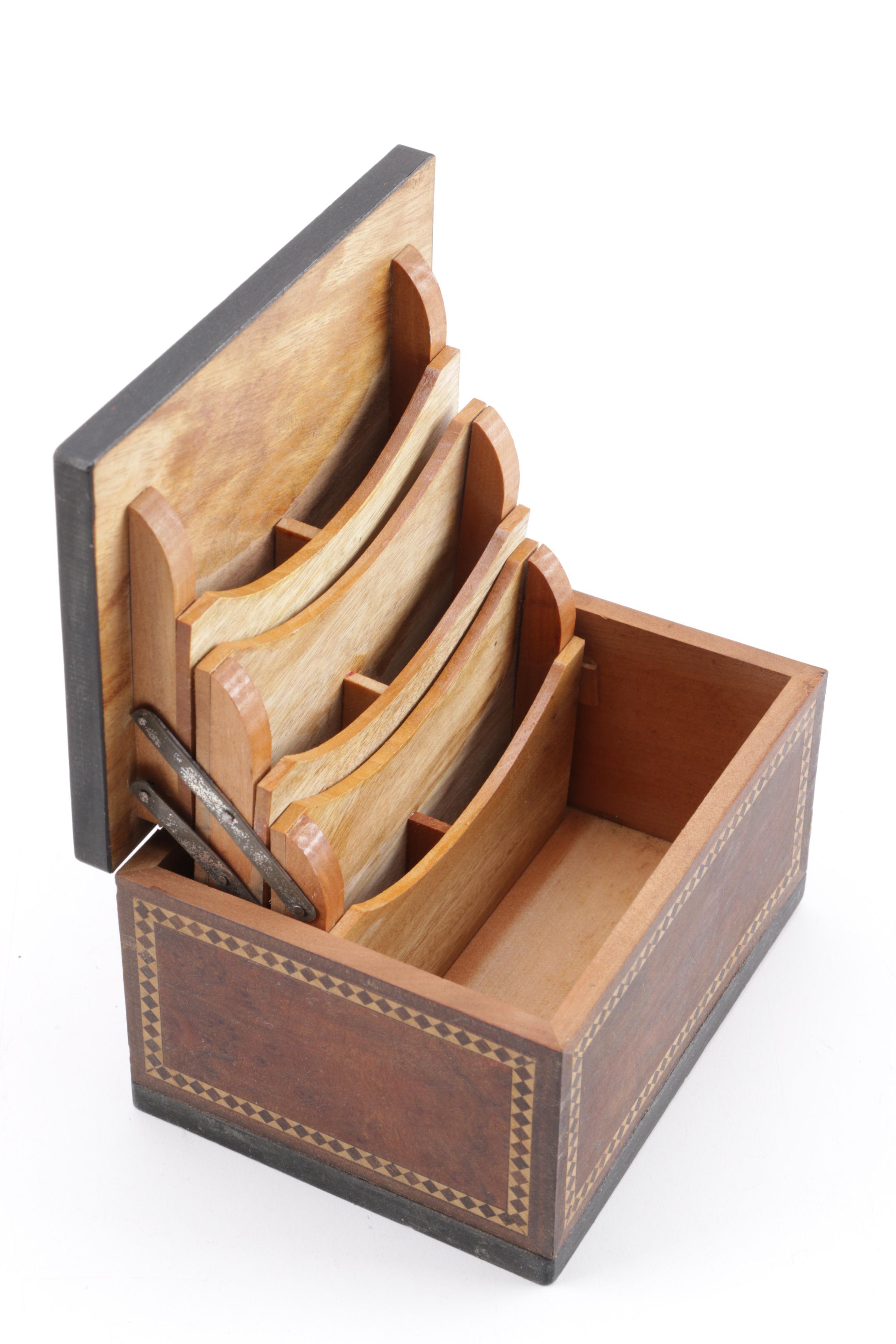 Vintage Trinket Boxes Including Inlaid Wood