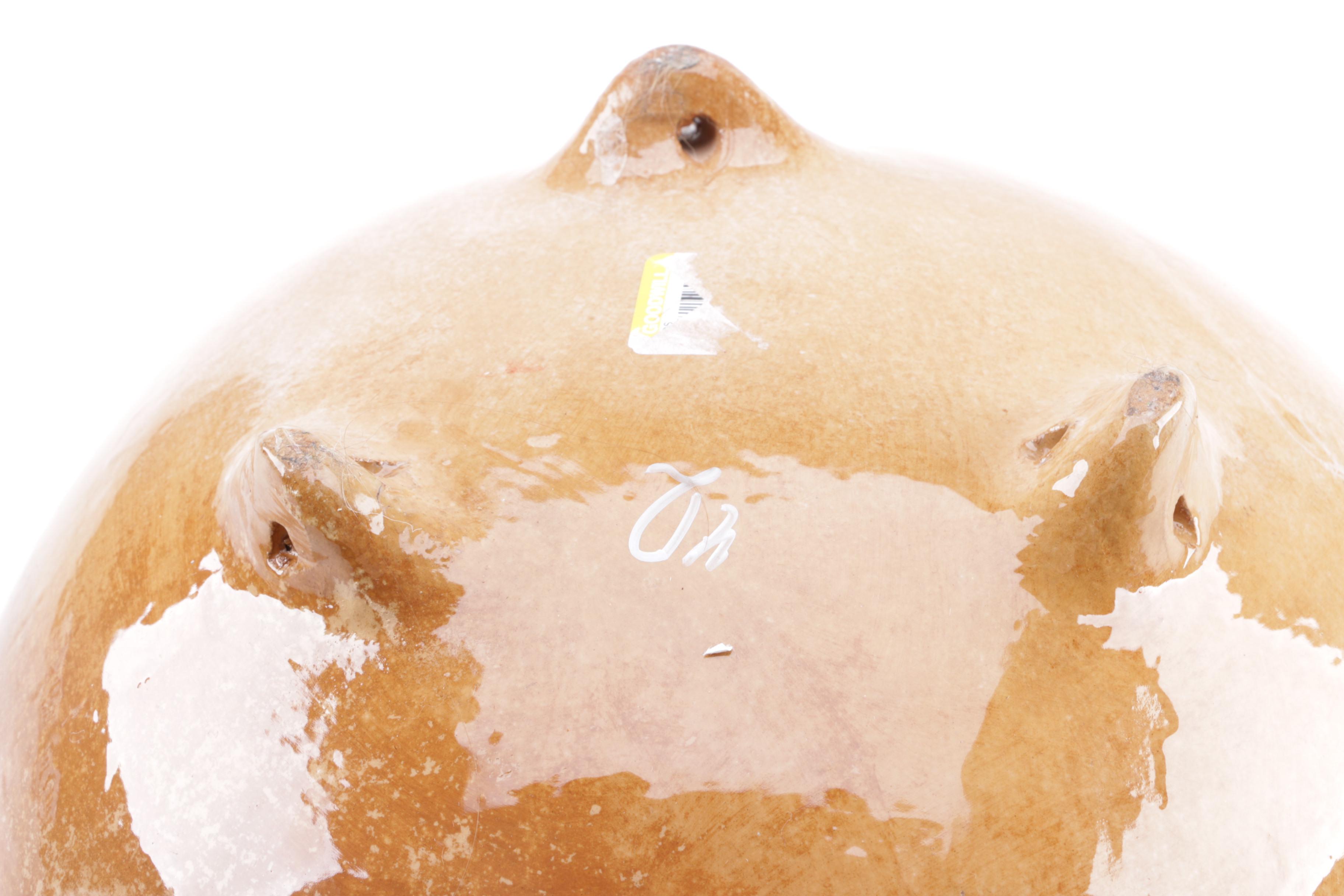 Hand-Painted Mexican Folk Art Earthenware Footed Bowl