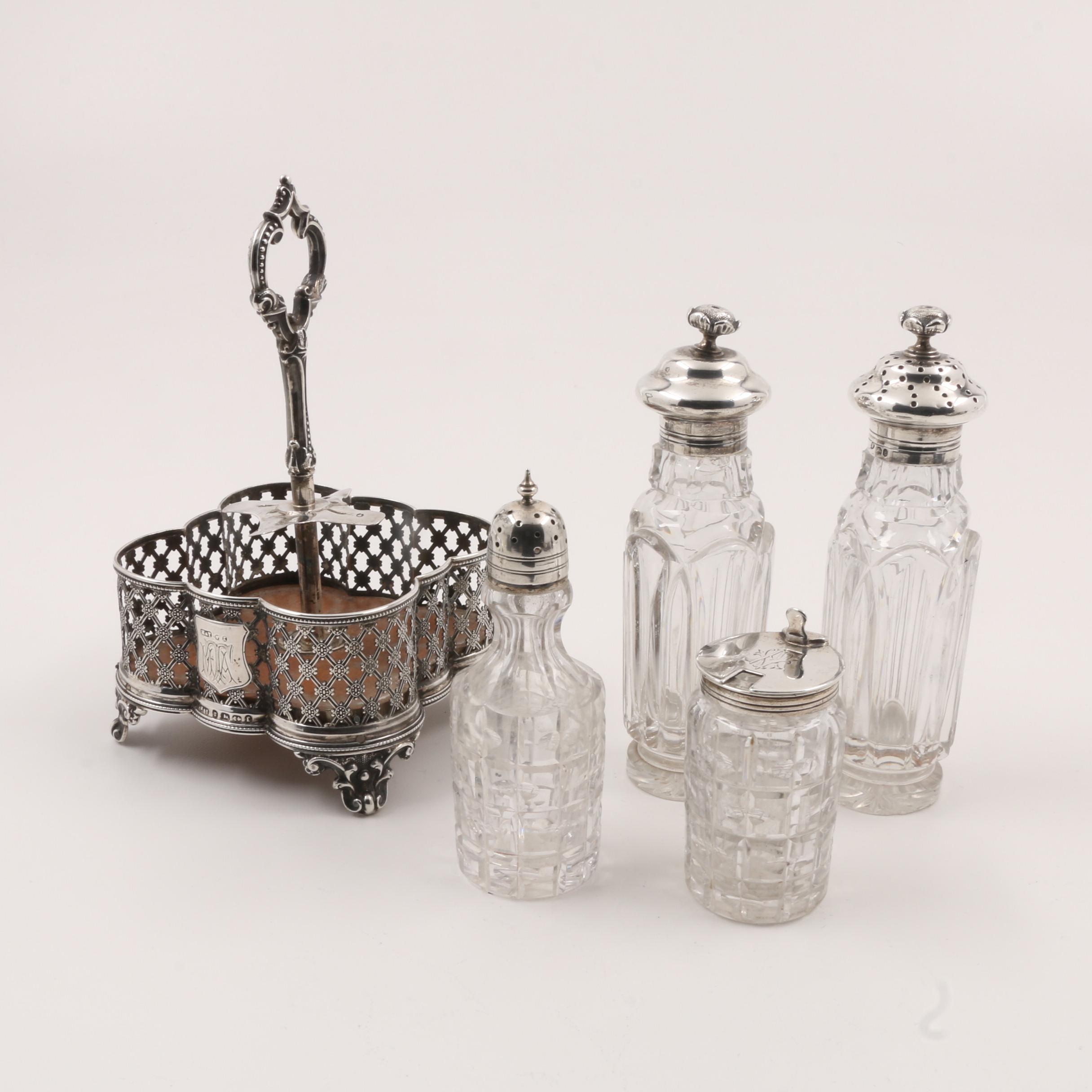 Antique English Sterling Silver Cruet Set