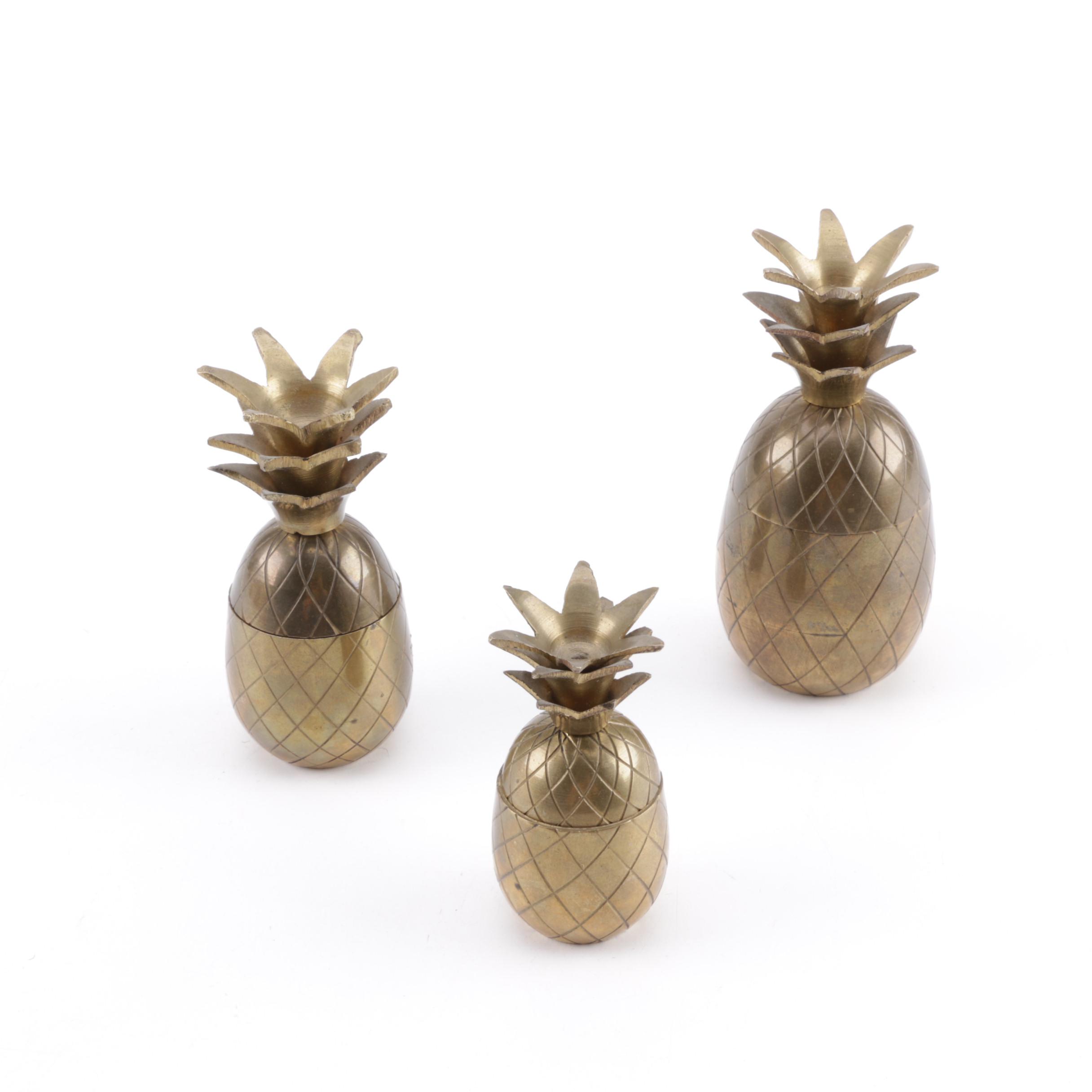 Brass Pineapple Trinket Boxes