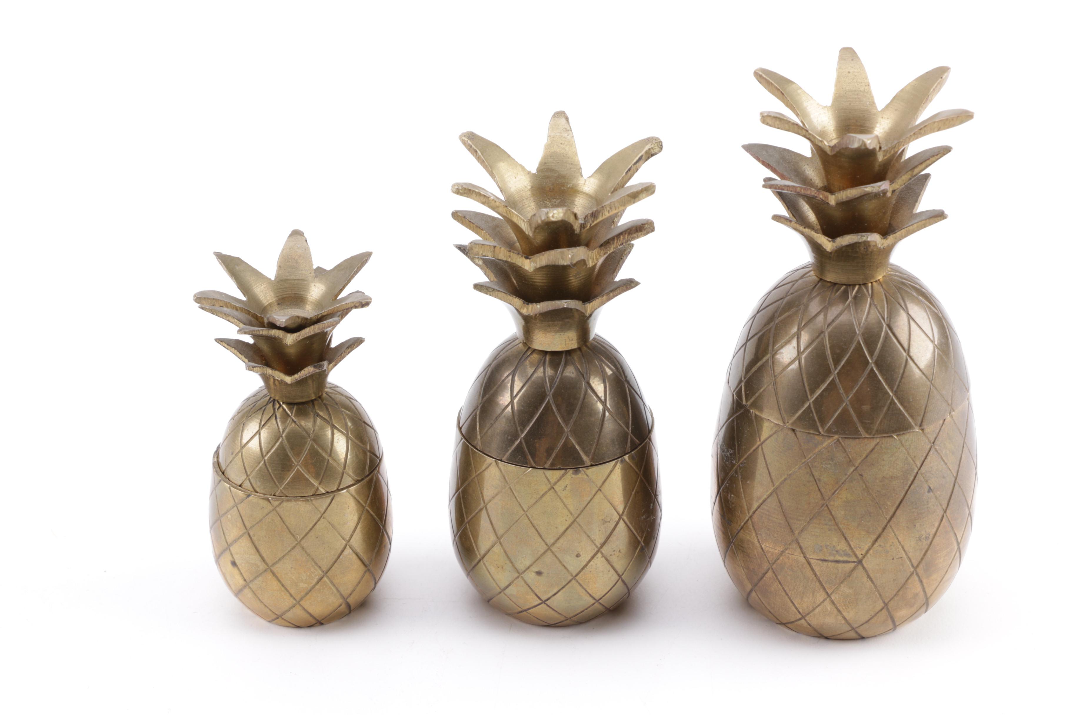 Brass Pineapple Trinket Boxes