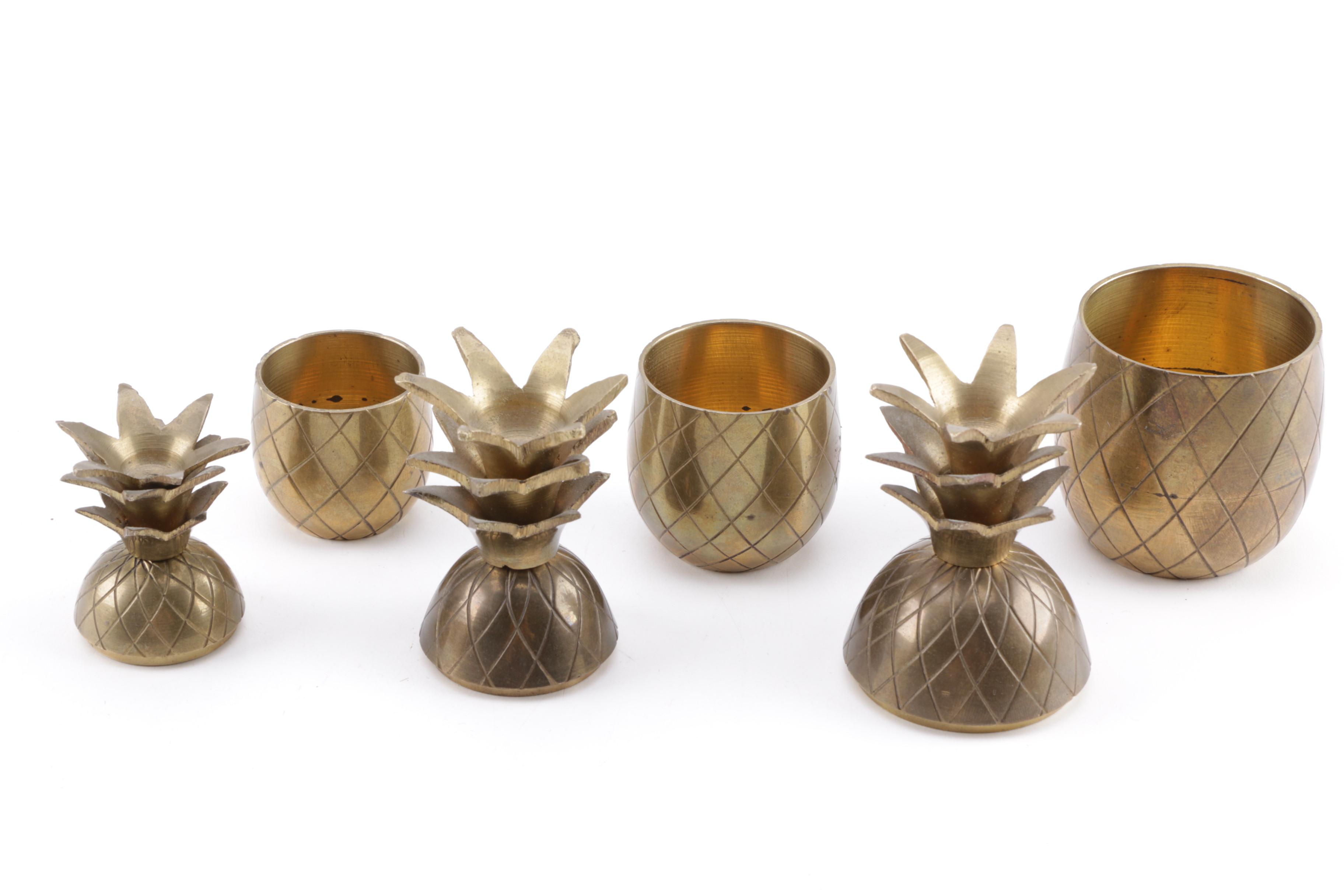 Brass Pineapple Trinket Boxes