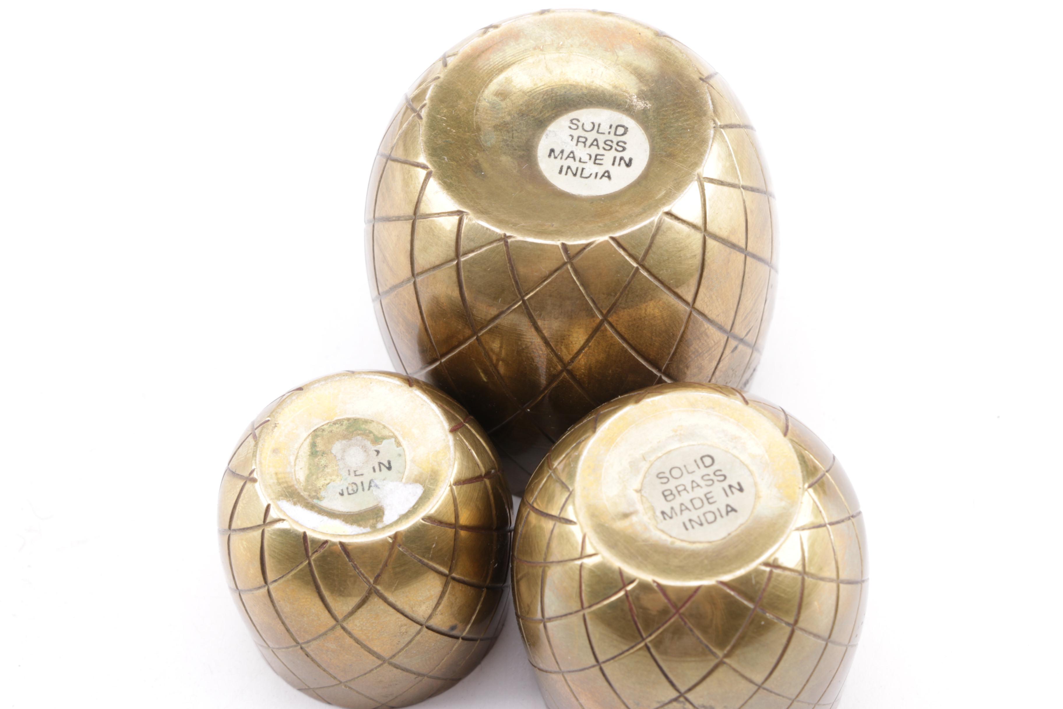 Brass Pineapple Trinket Boxes