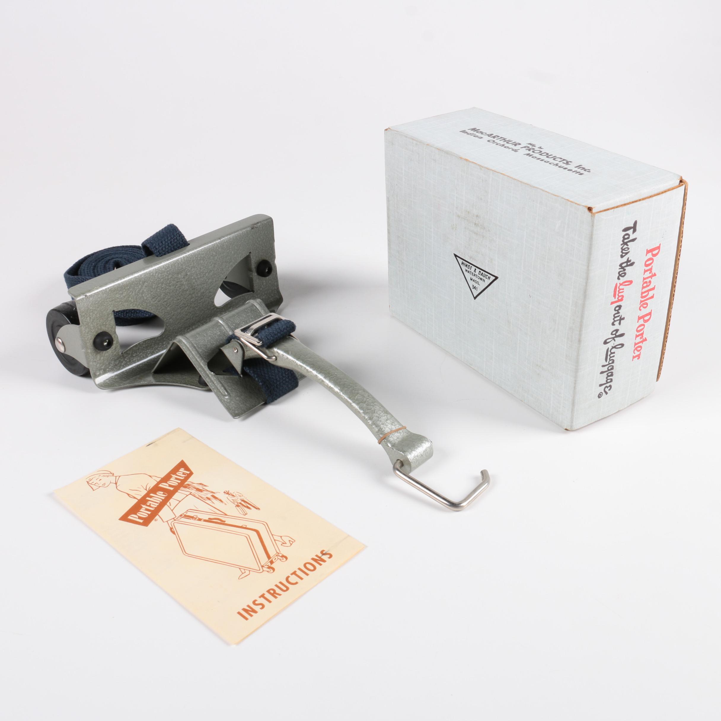 Vintage Globe Motif Items And Portable Porter Luggage Wheels