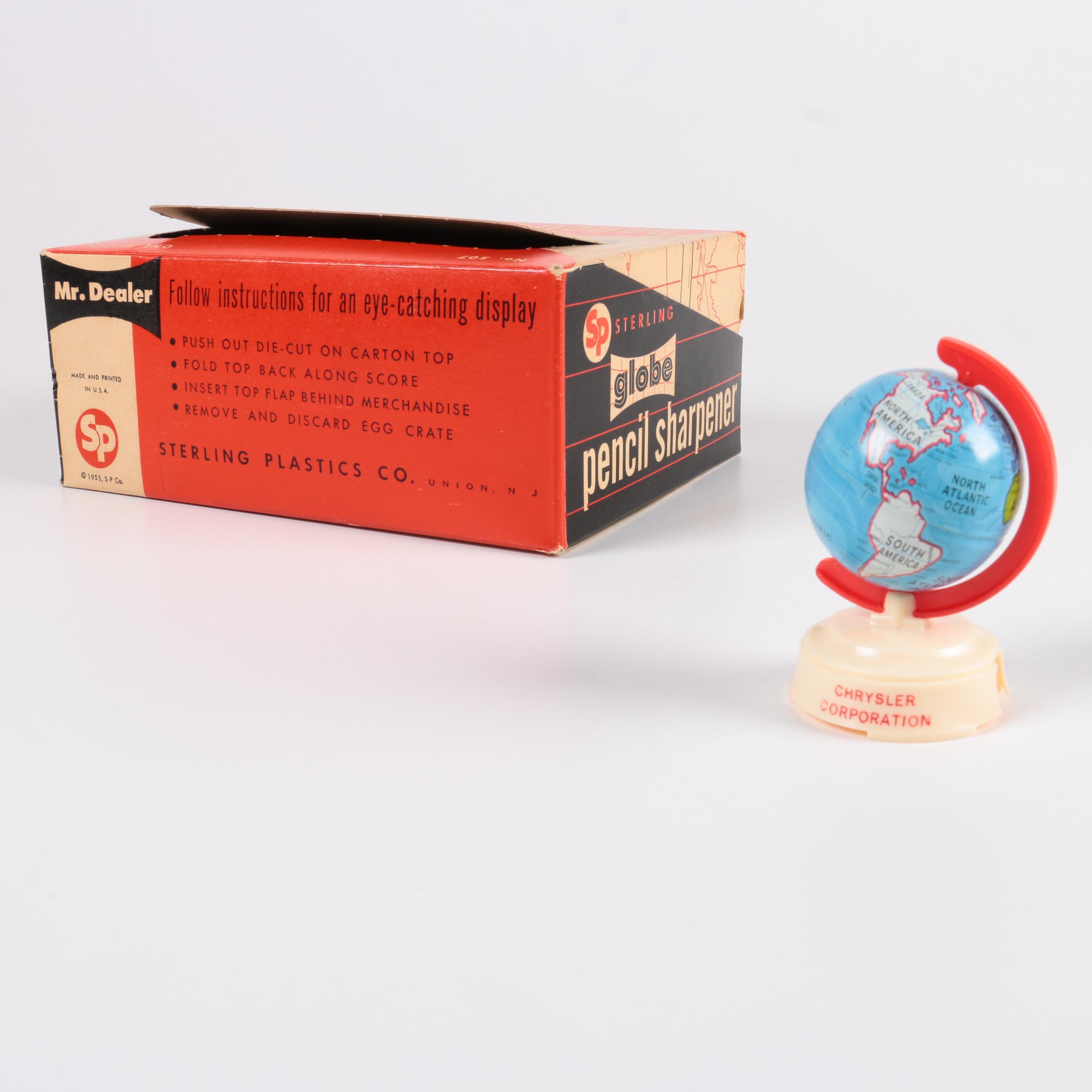 Vintage Globe Motif Items And Portable Porter Luggage Wheels