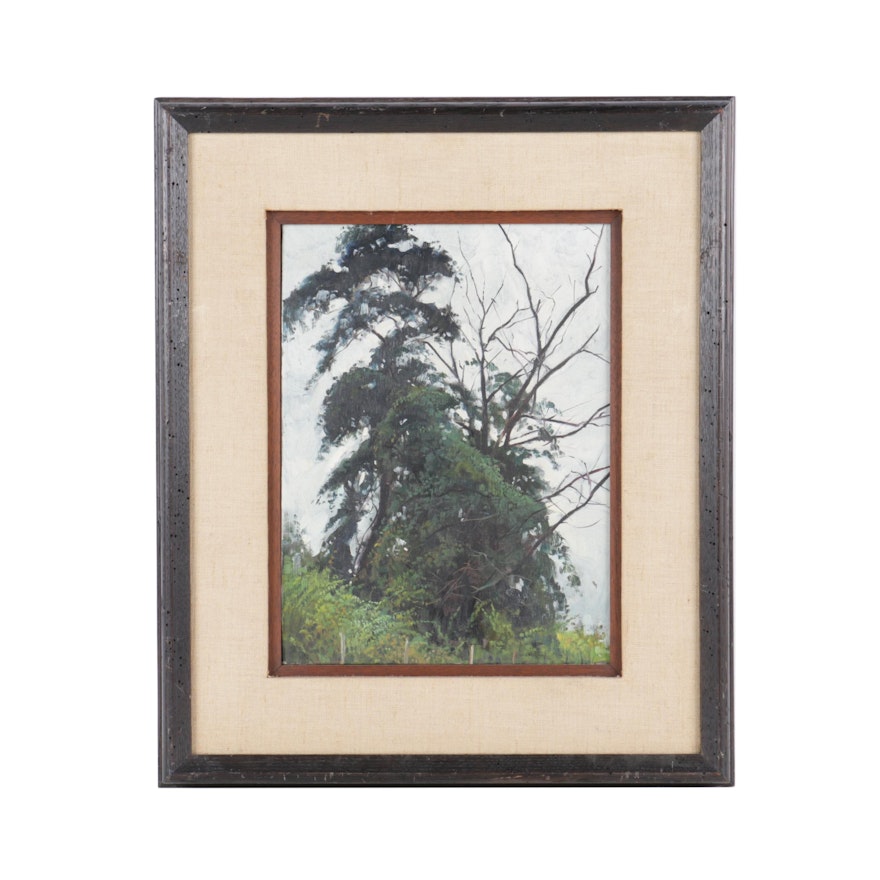 Robert Alan Gough Oil Painting on Canvas Board of Wooded Scene