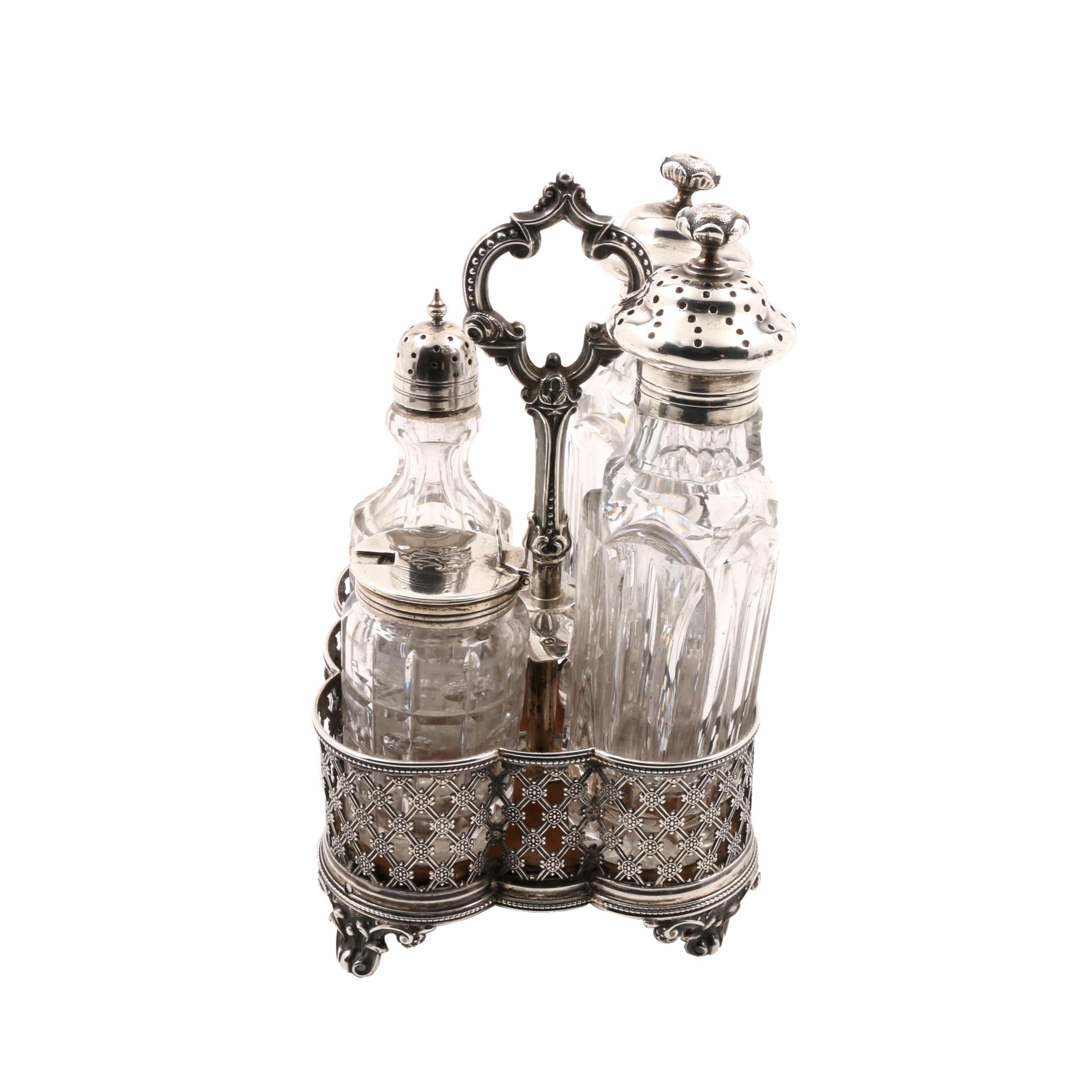 Antique English Sterling Silver Cruet Set