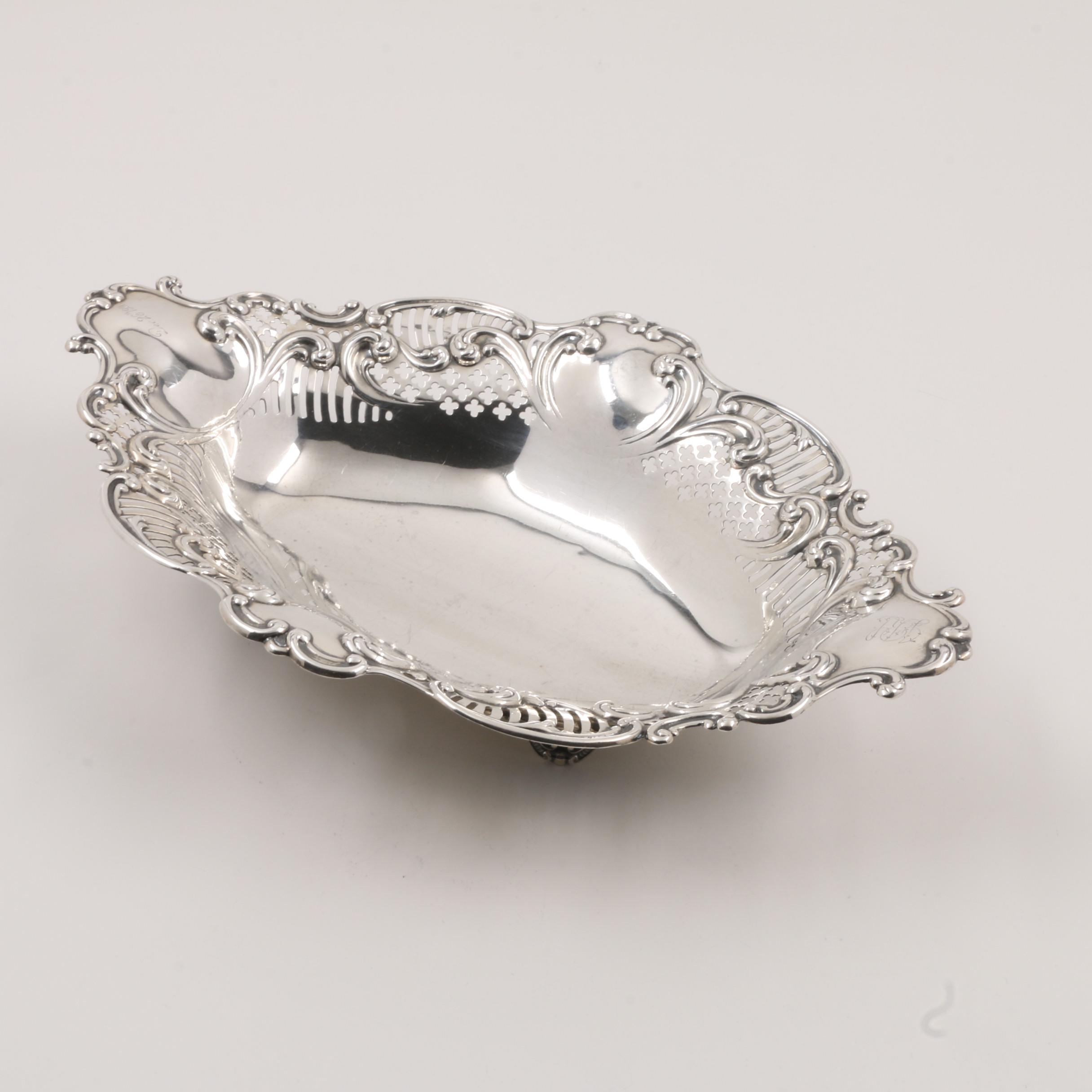 Antique Gorham Sterling Silver Pierced, Footed Service Bowl
