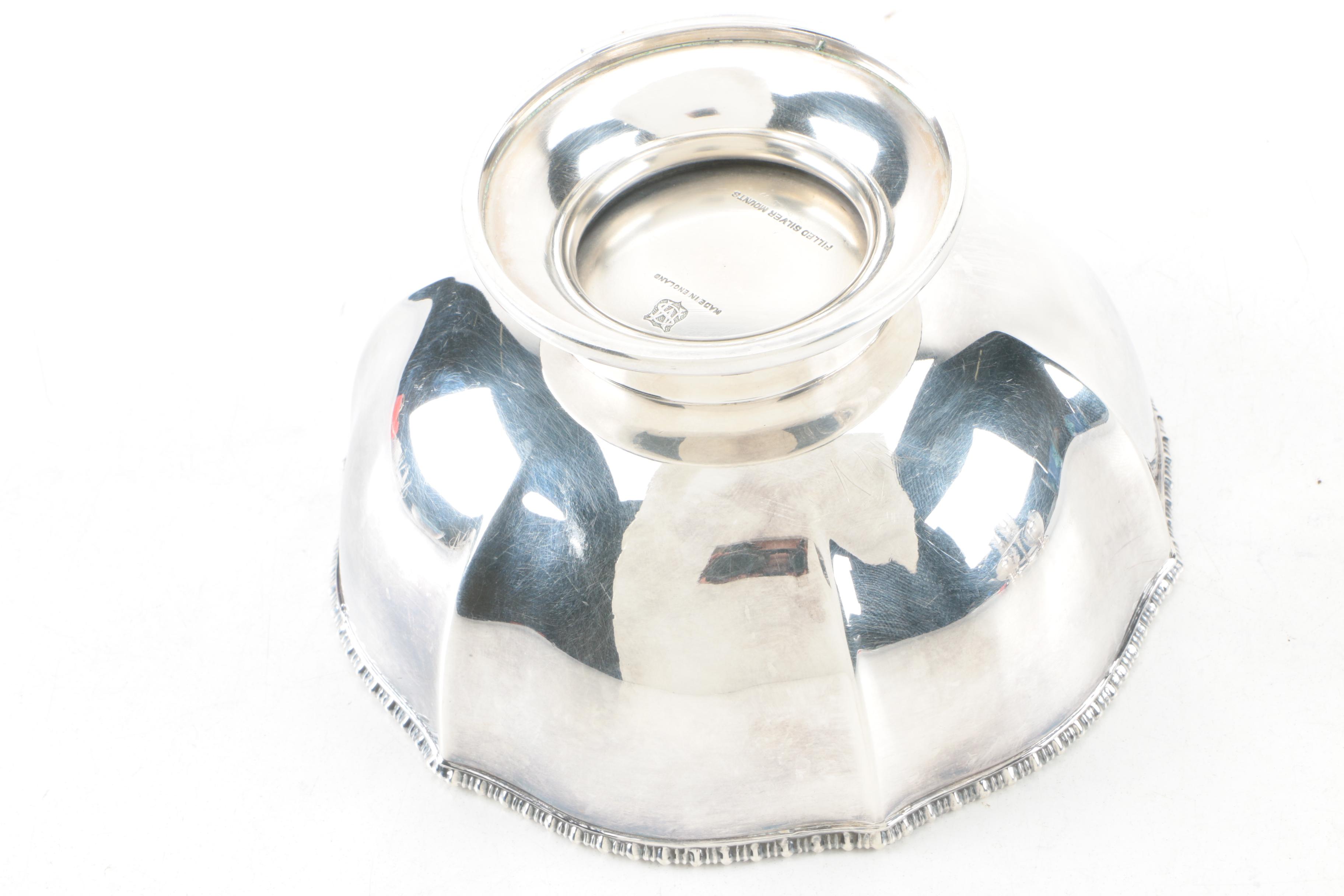 Ellis-Barker Birmingham Silver Plate Bowl with American Silver Plate Tableware