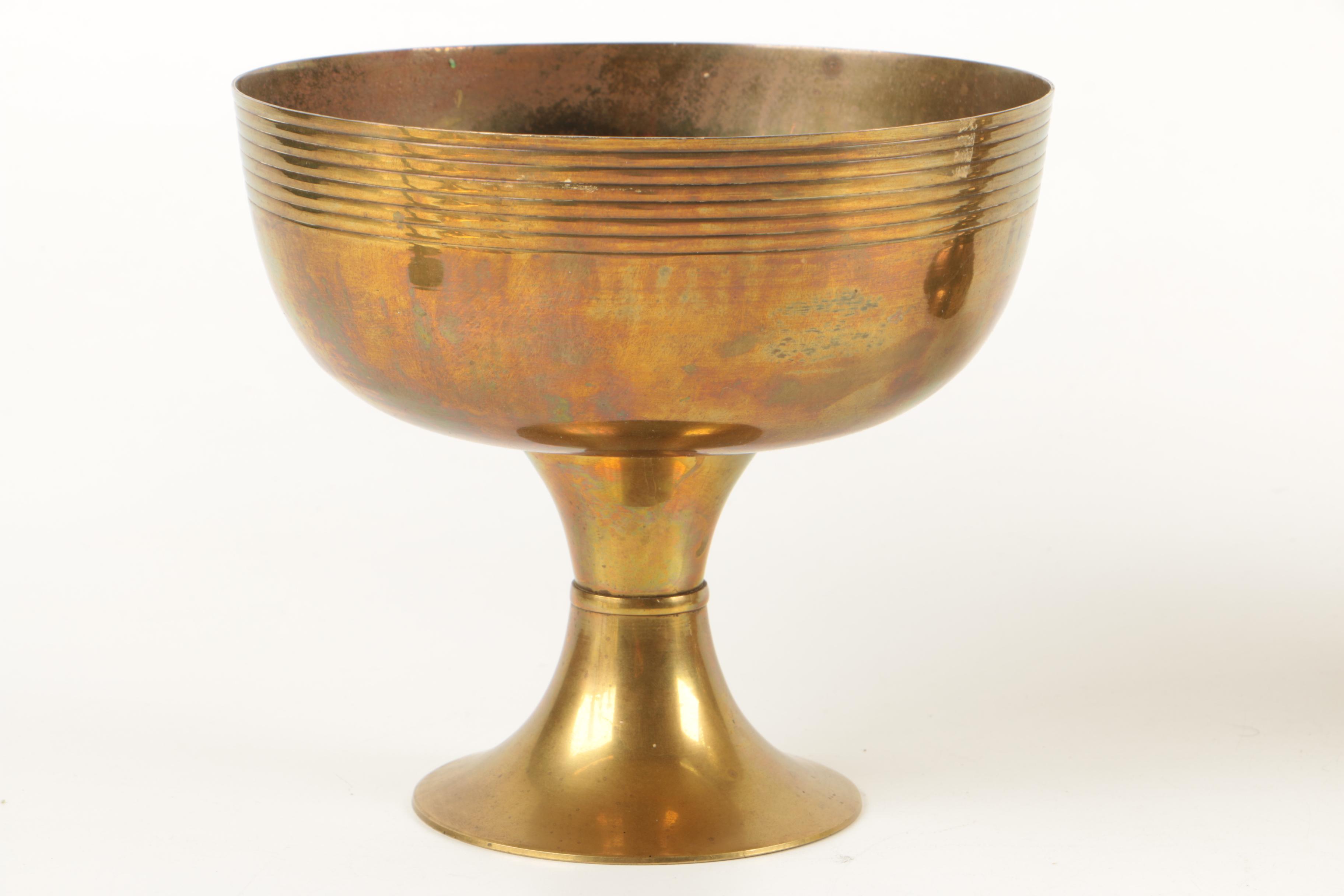 Brass Decorative Items Including Vintage Push Up Beehive Candleholders