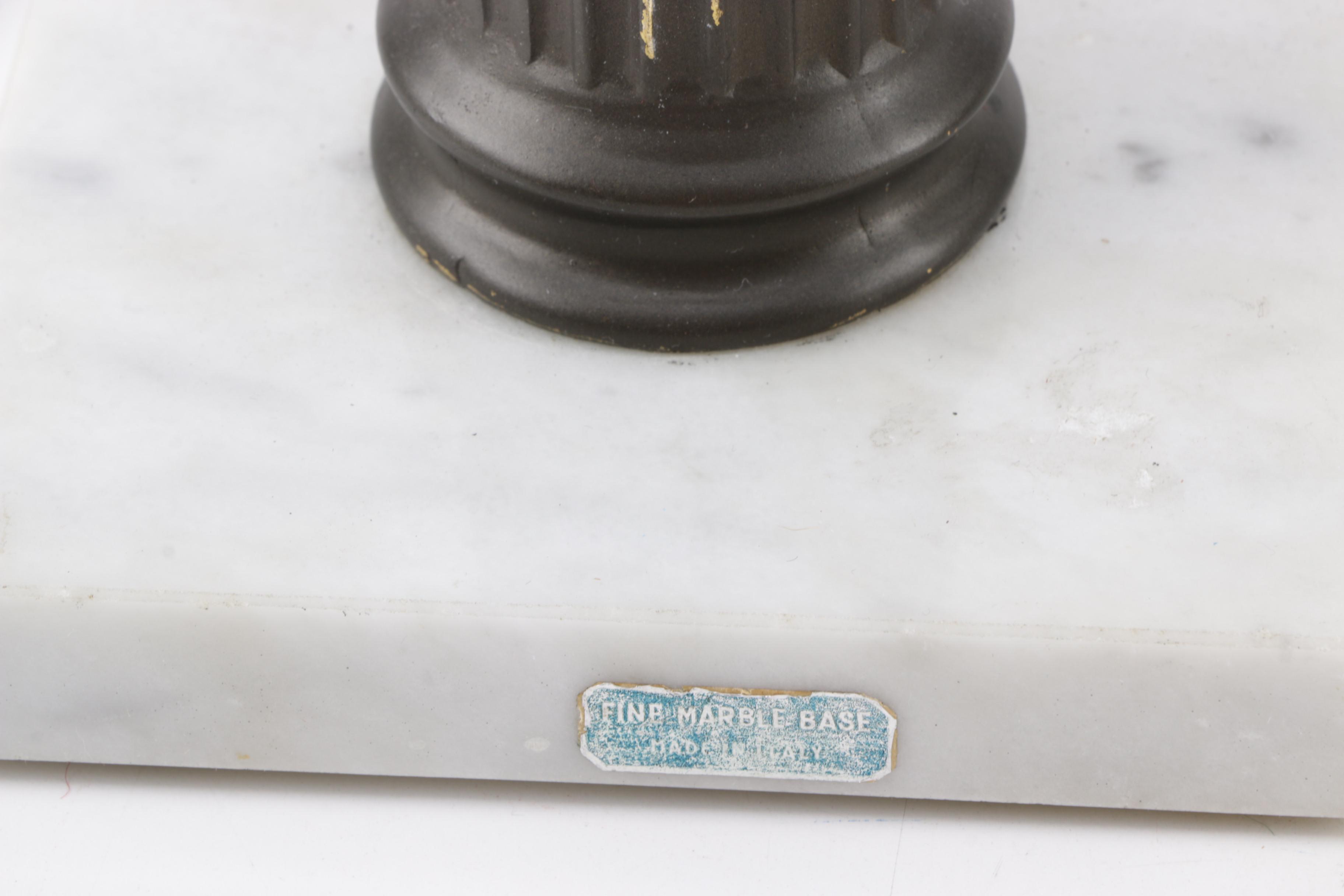 Vintage Italian Corinthian Column Table Lamps With Marble Bases