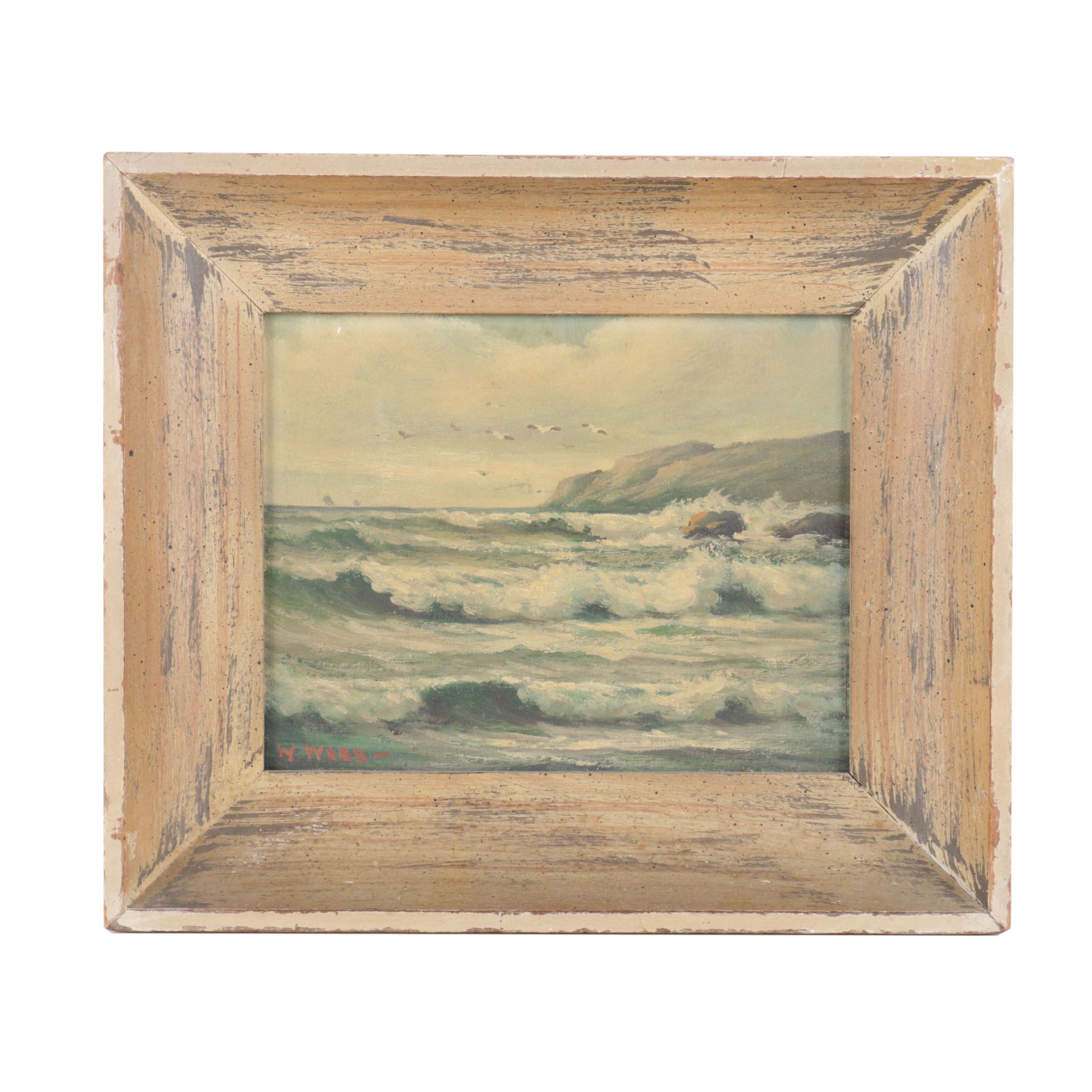 W. Webb Oil on Canvas Board of Seascape