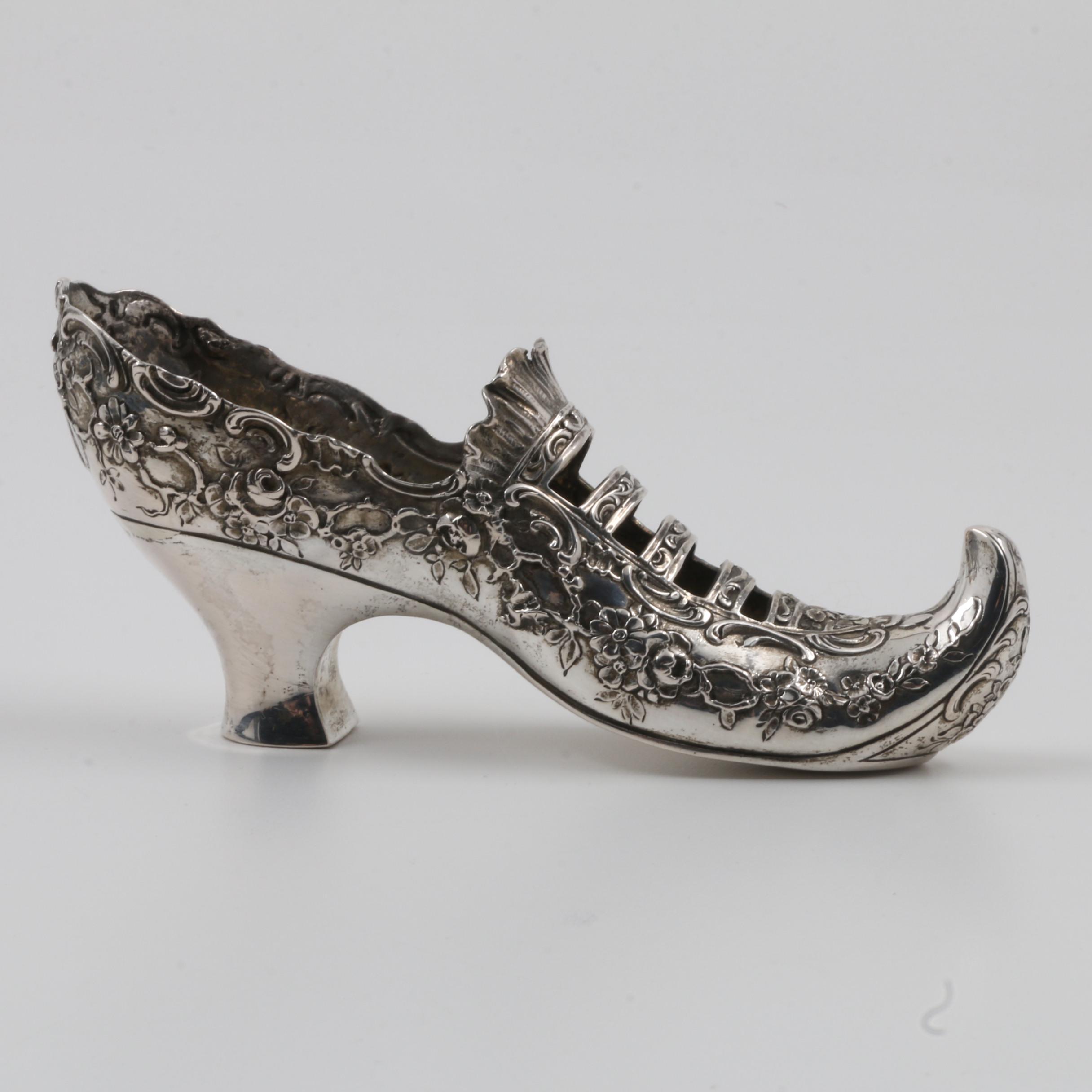 Antique Hanau German 800 Silver Victorian Shoe Vessel