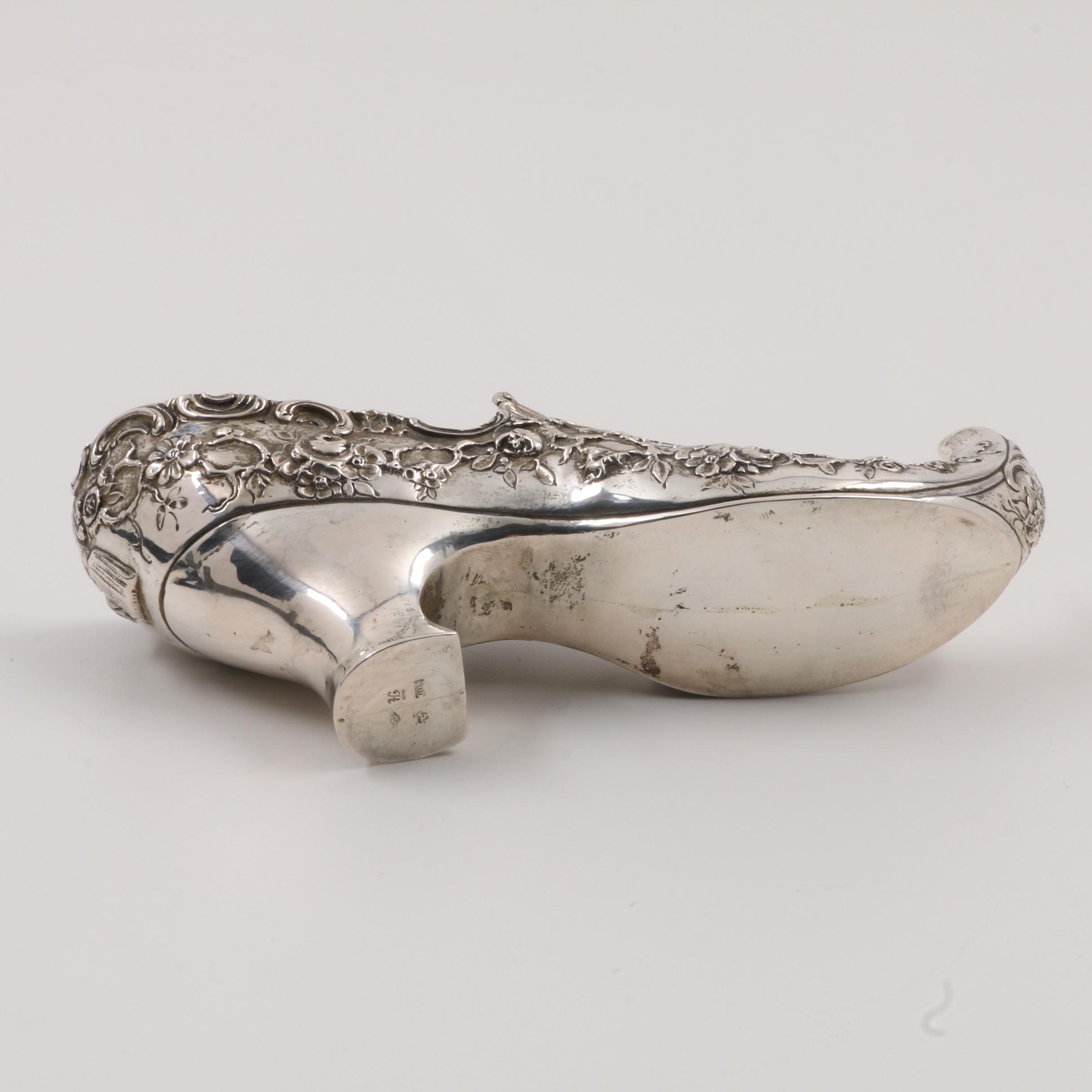 Antique Hanau German 800 Silver Victorian Shoe Vessel