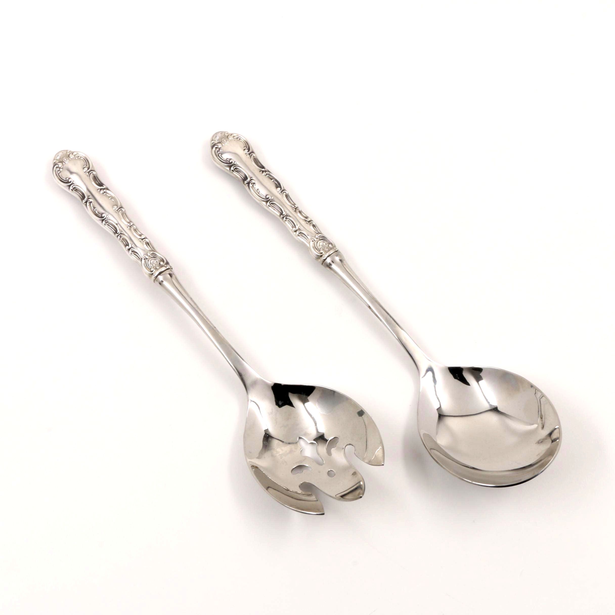 Gorham "Strasbourg" Sterling Silver and Stainless Steel Salad Serving Set
