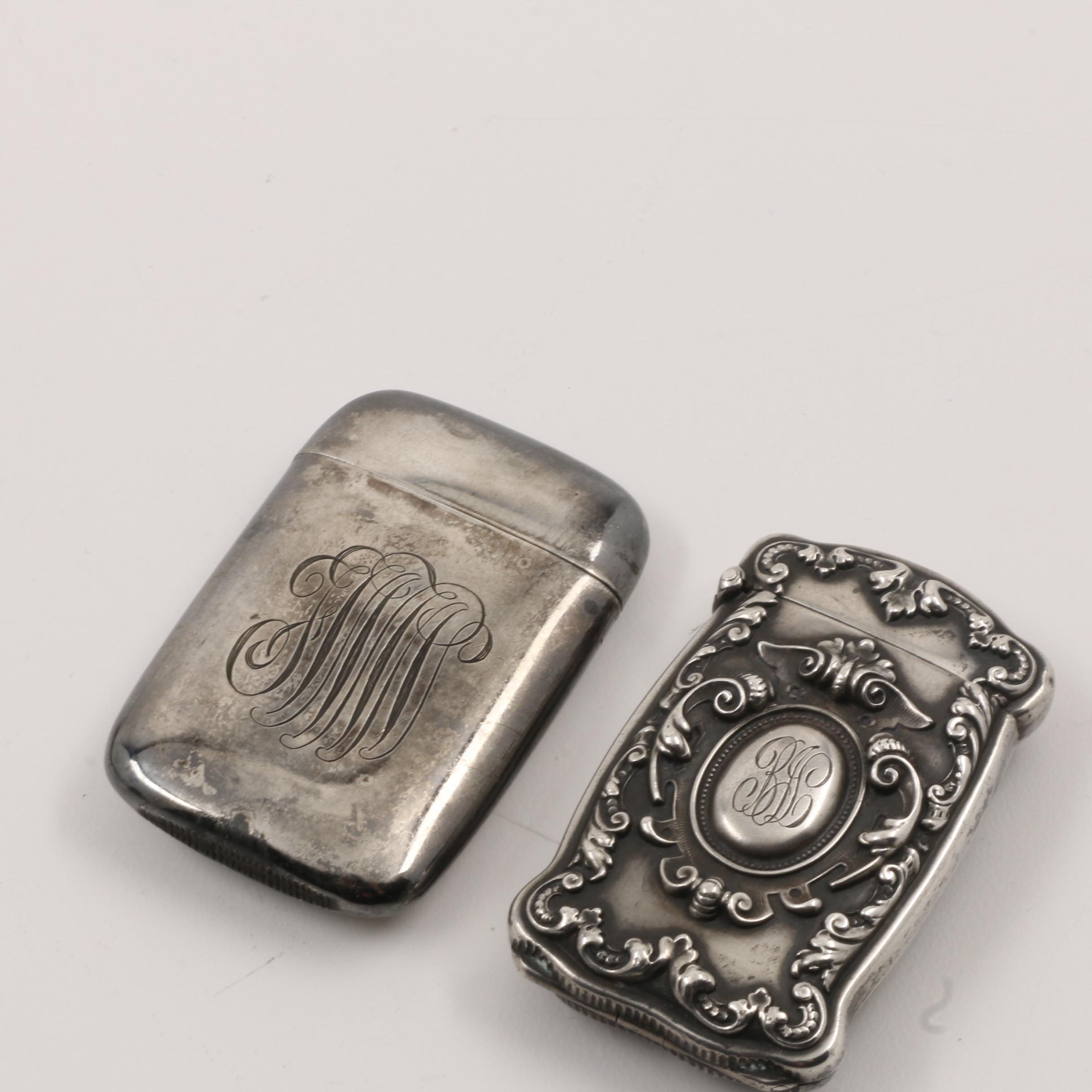 Three Antique Sterling Silver Vesta Cases