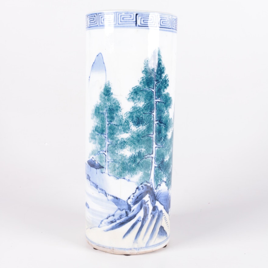 Hand-Painted Asian Ceramic Vase