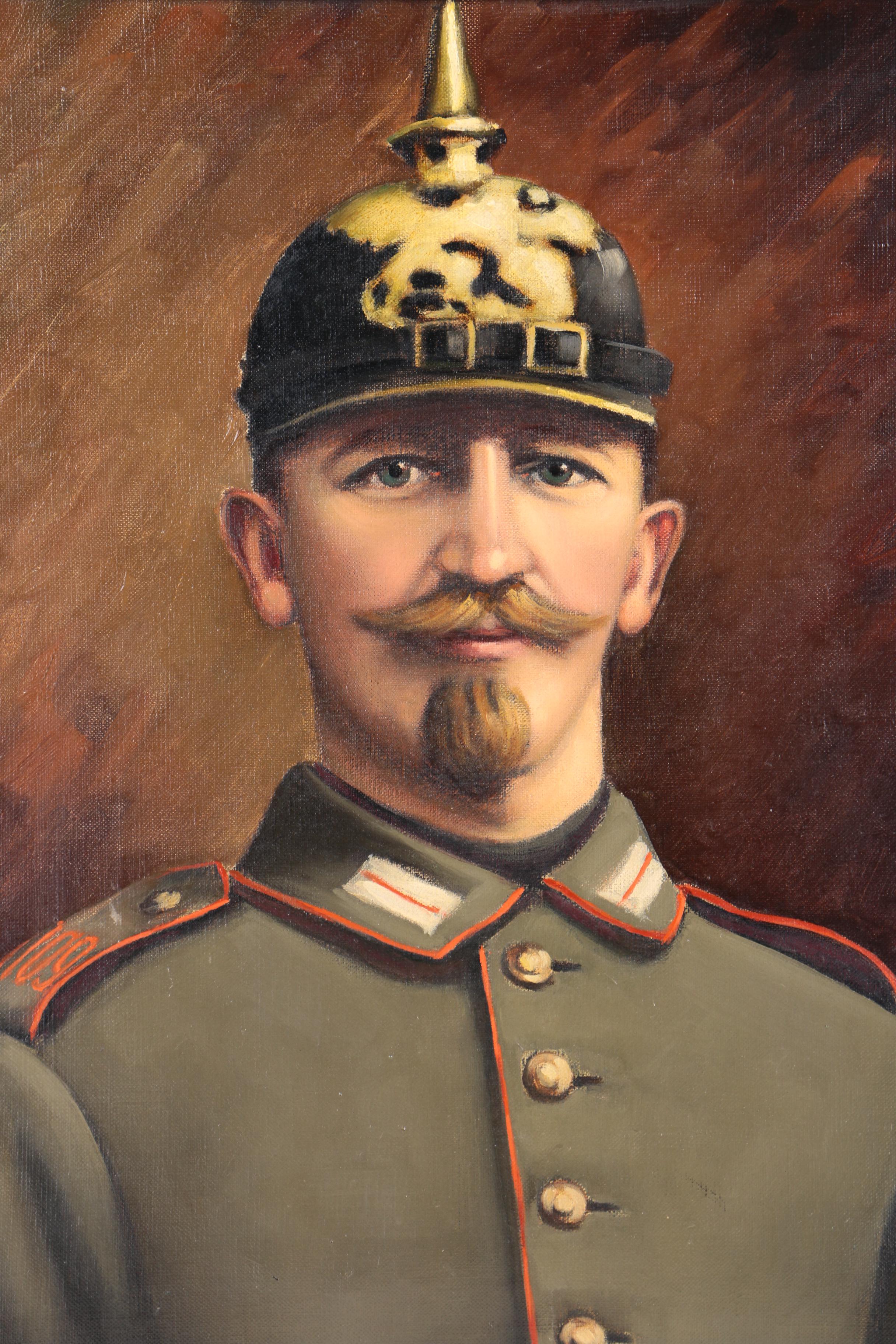 1938 Oil Painting of a World War One German Military Officer "Den Heldentod"