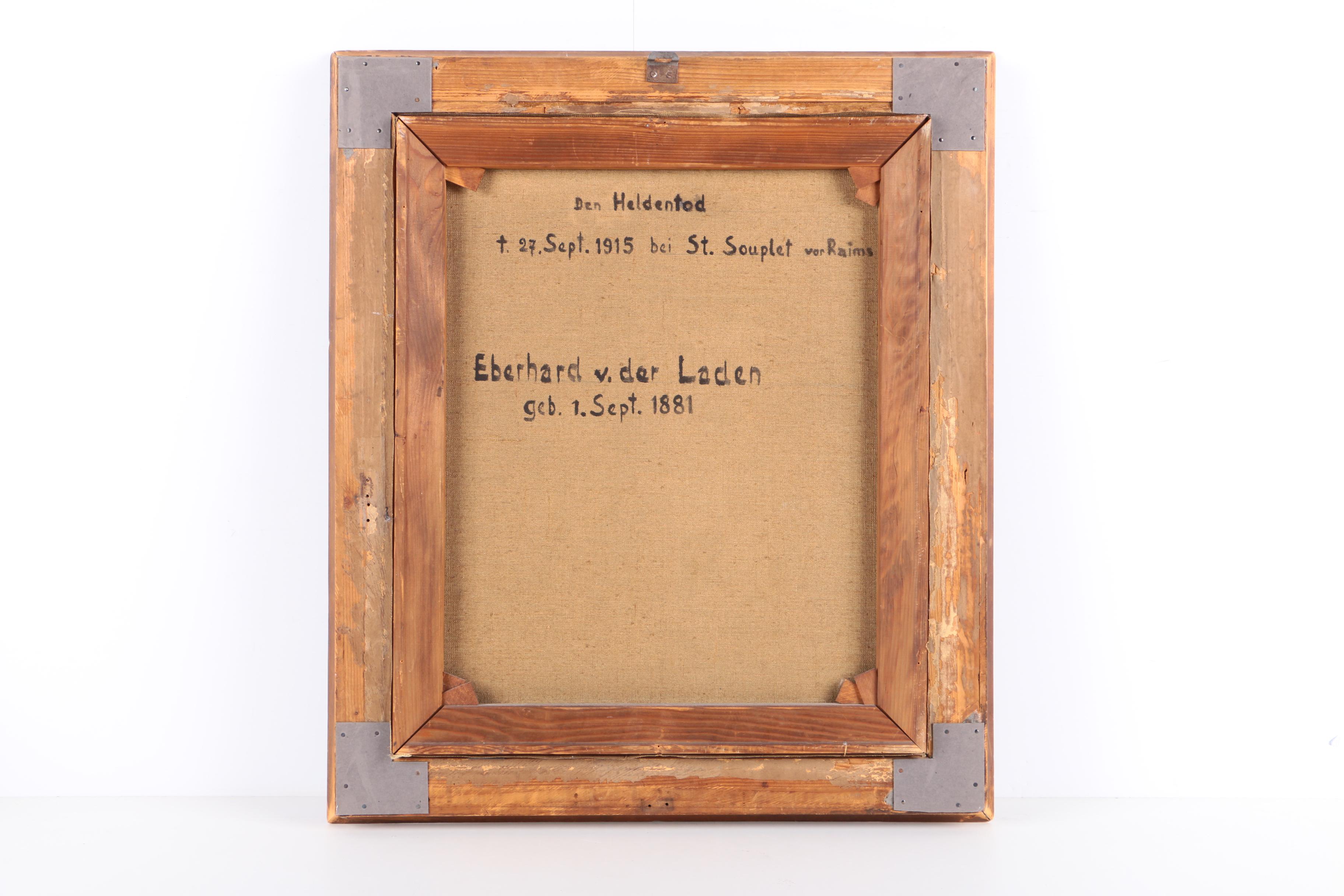 1938 Oil Painting of a World War One German Military Officer "Den Heldentod"