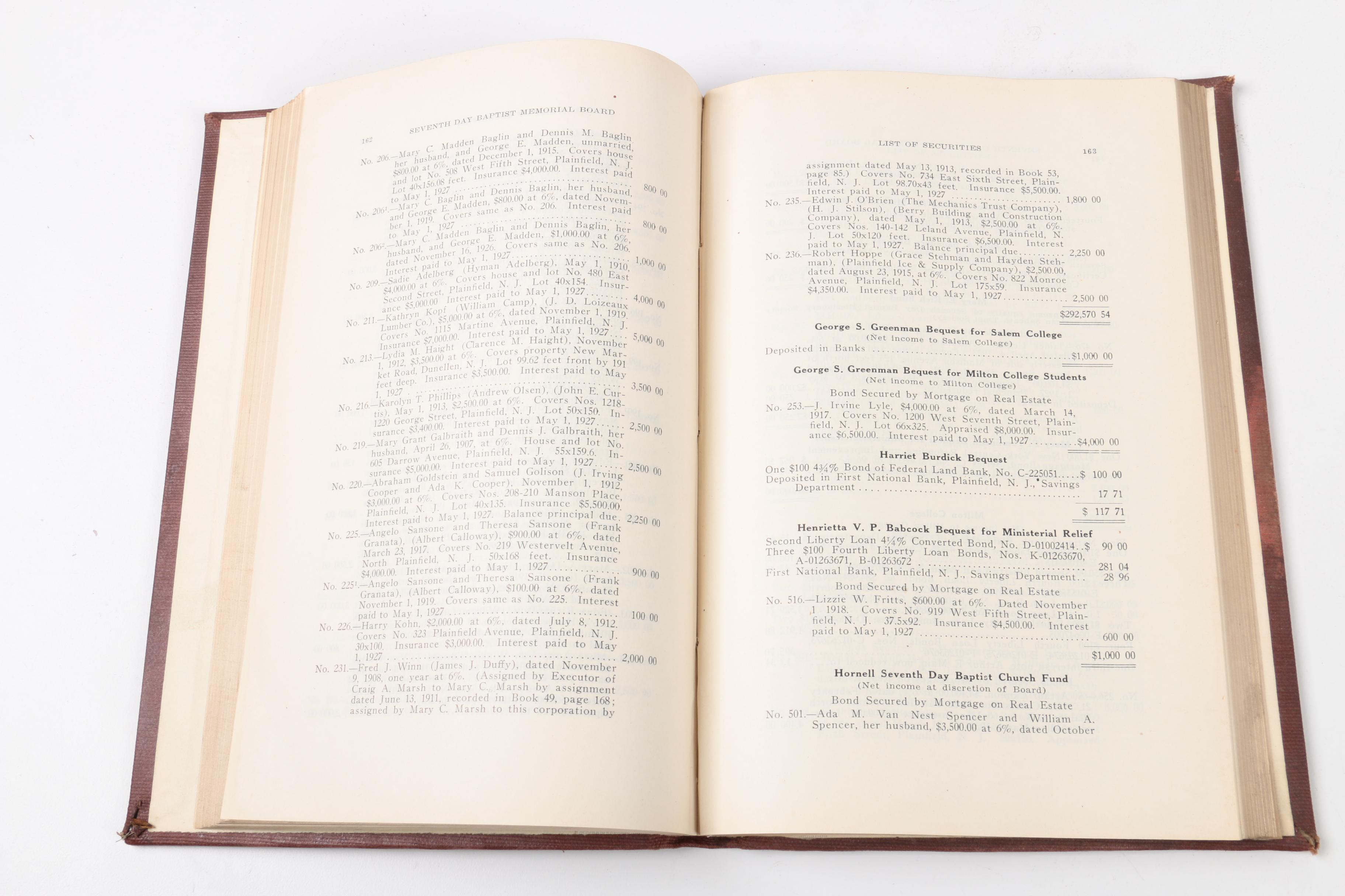 1927 "Seventh Day Baptist Year Book"