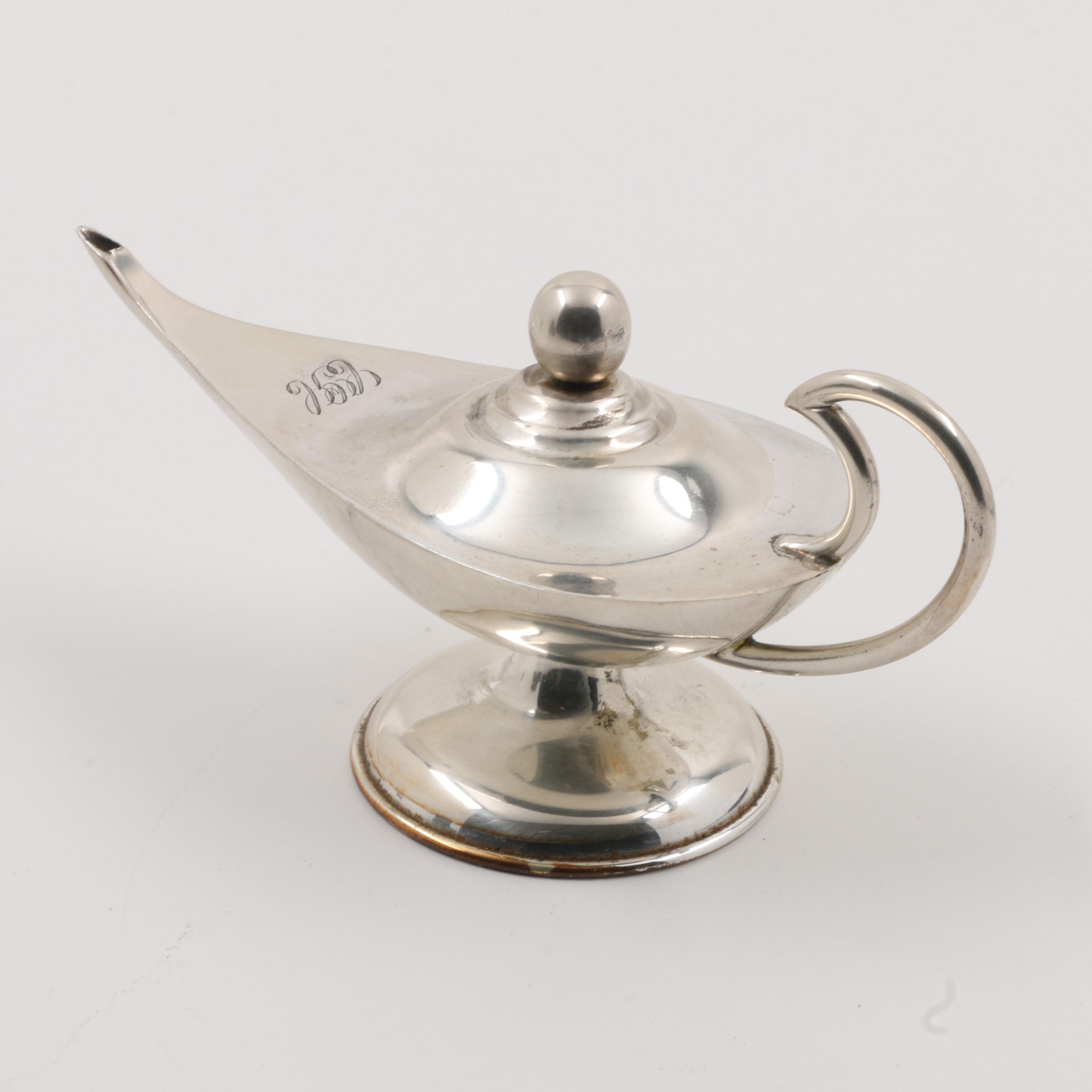 Vintage Mexican Sterling Silver Oil Lamp