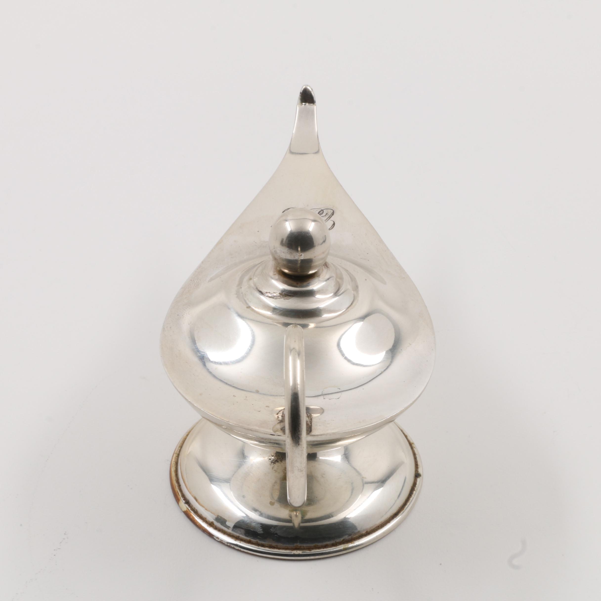 Vintage Mexican Sterling Silver Oil Lamp