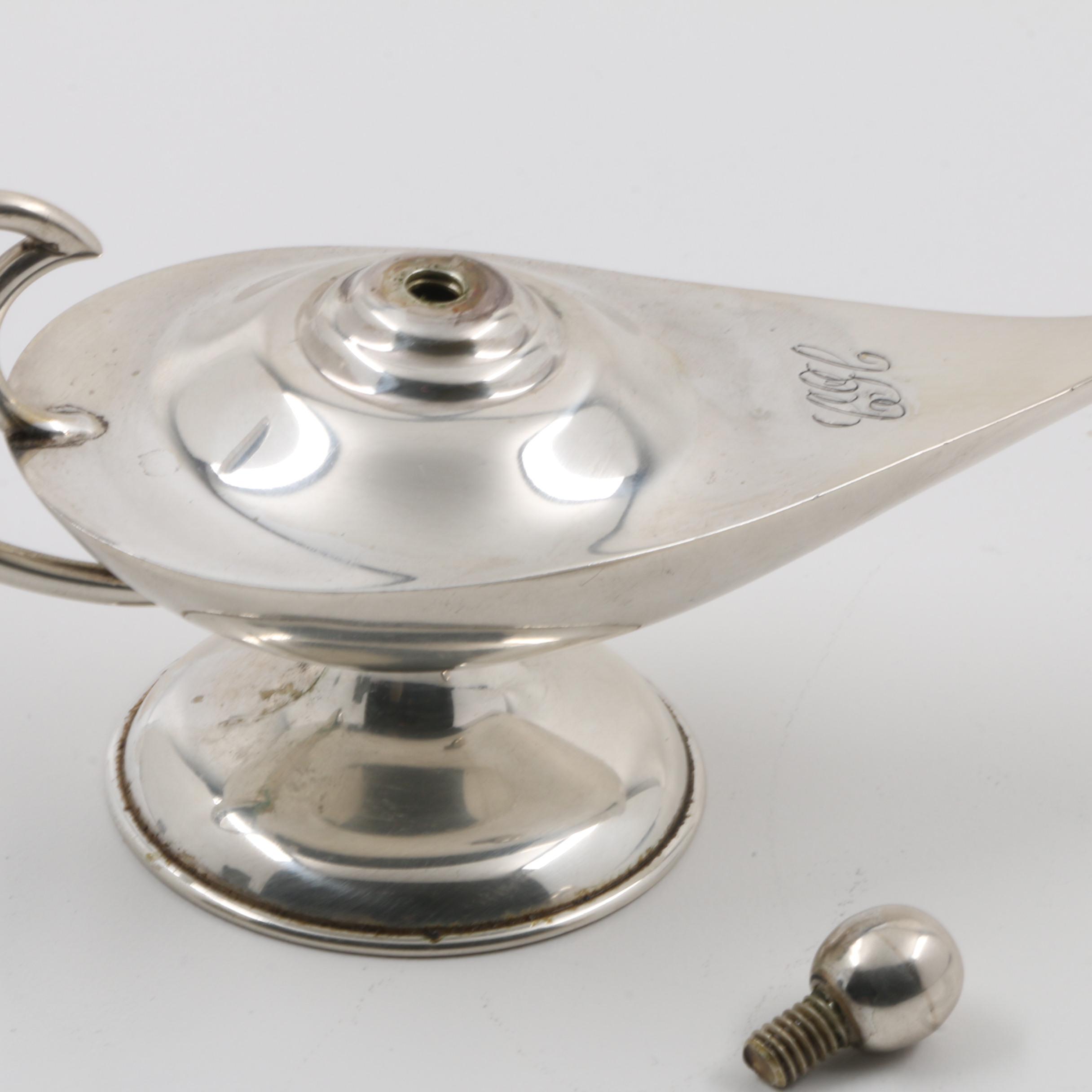 Vintage Mexican Sterling Silver Oil Lamp