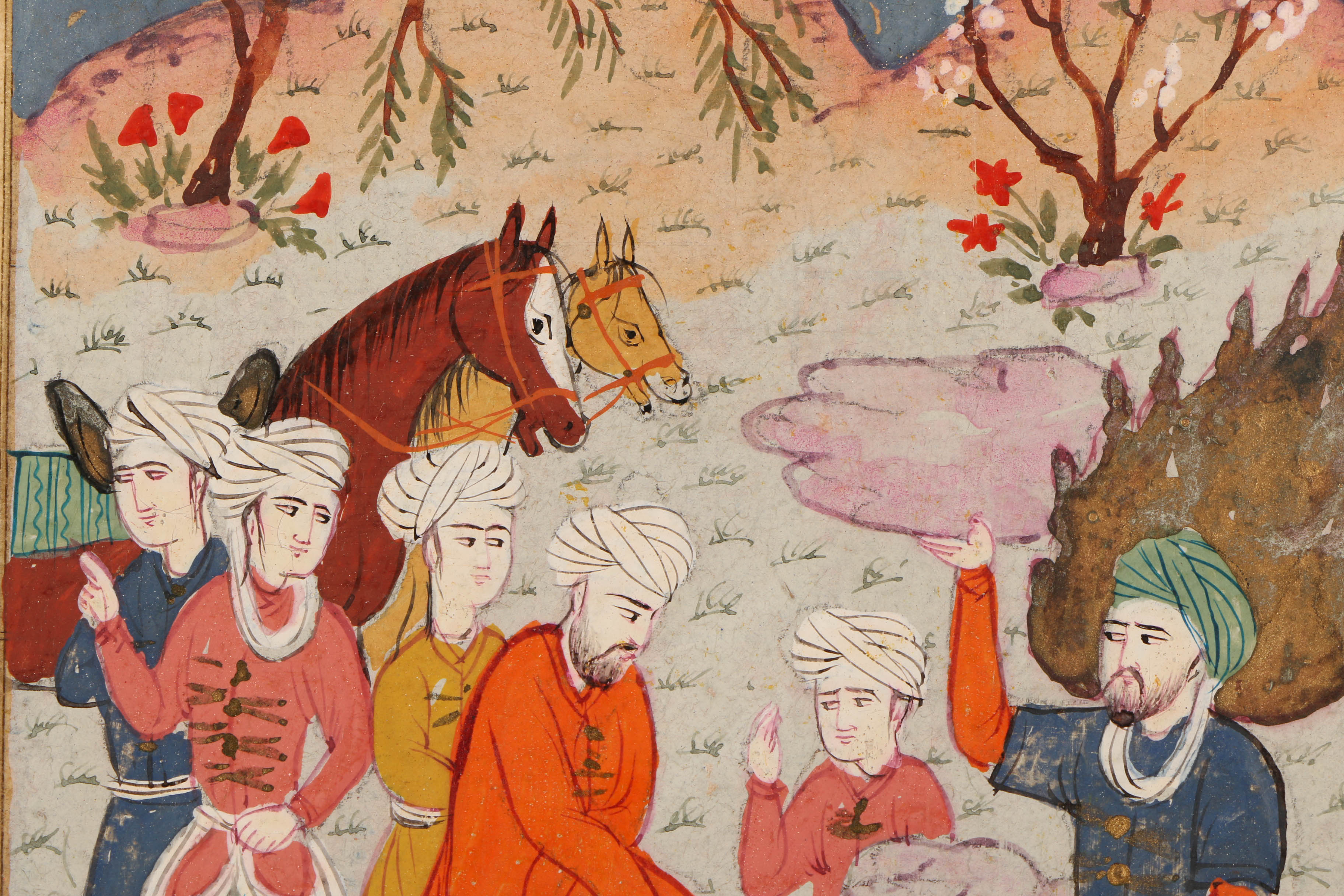 Antique Hand-Painted Page from a Persian Manuscript