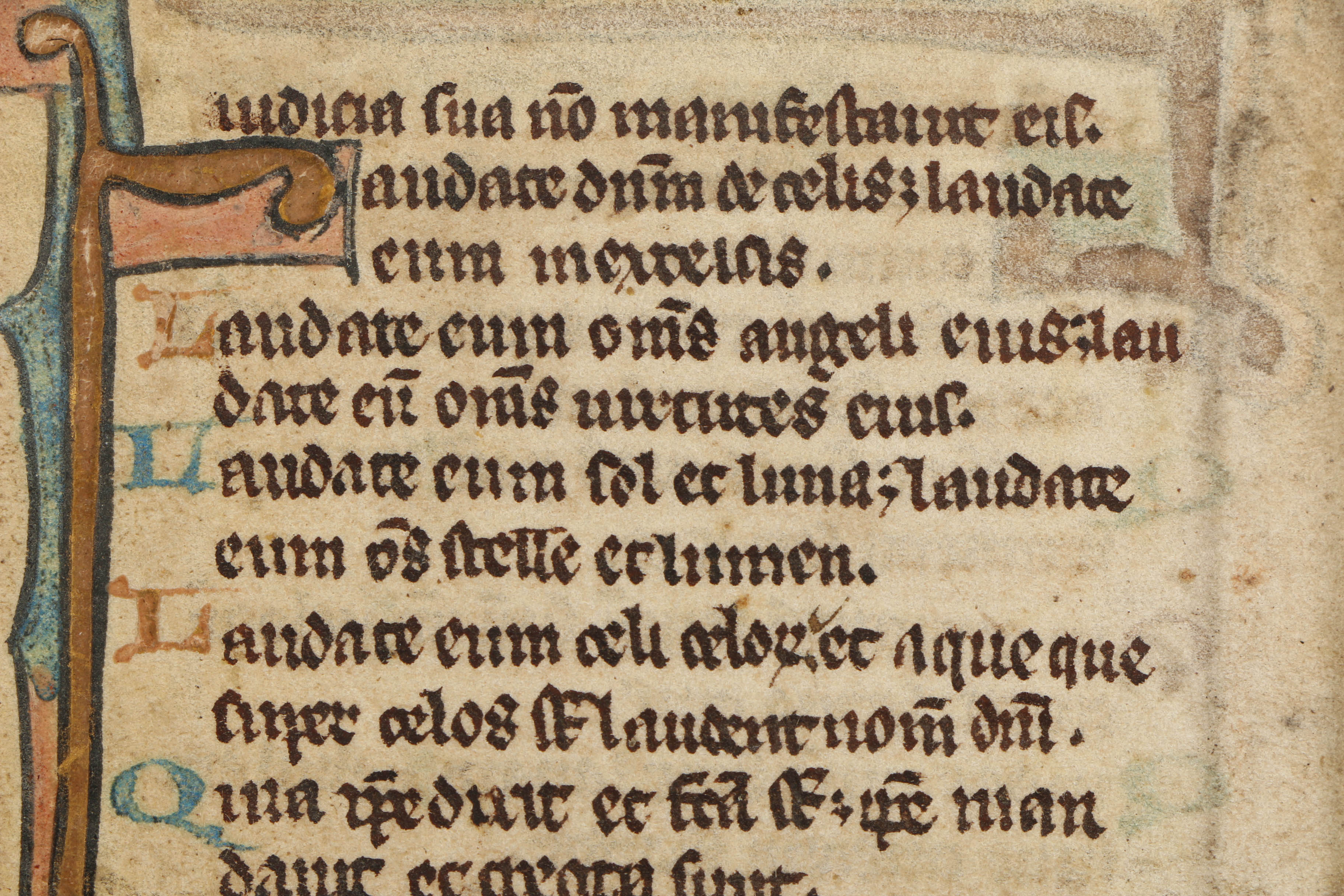 Medieval Hand-Painted Vellum Page from Illuminated Breviary Manuscript