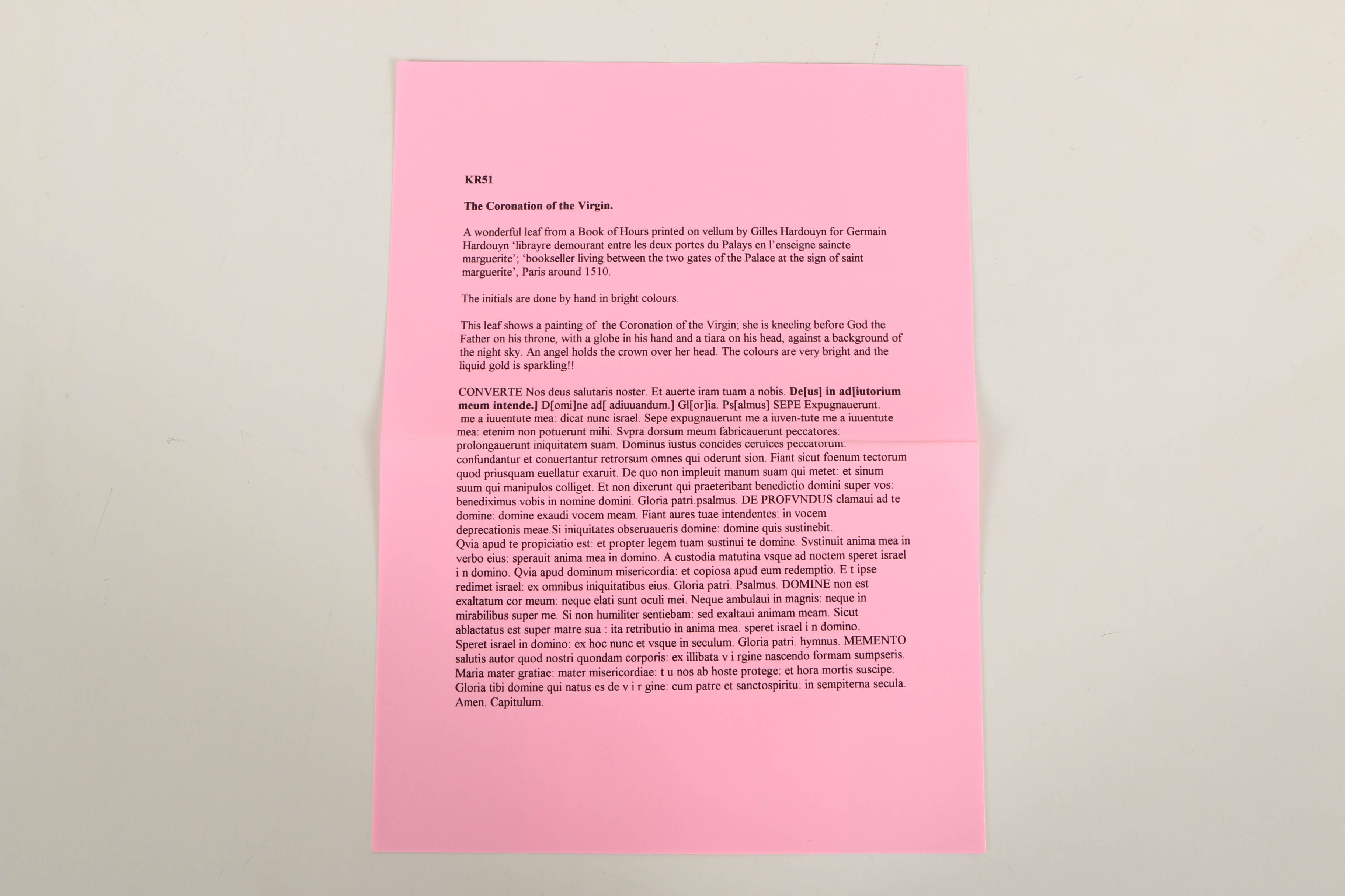 Early 16th-Century Page from a Book of Hours "The Coronation of the Virgin"