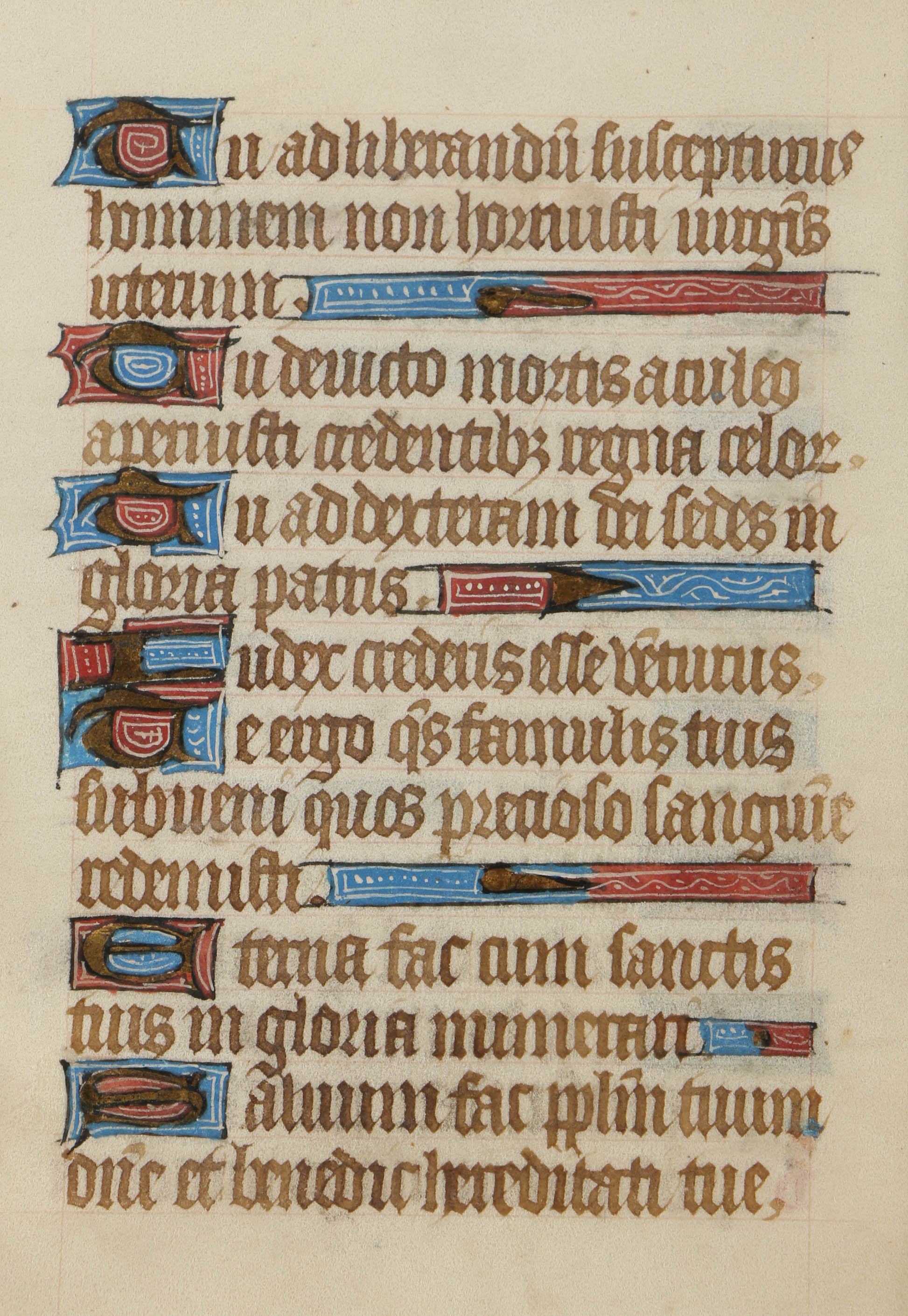 Six Late 15th-Century Hand-Painted Pages from French Book of Hours