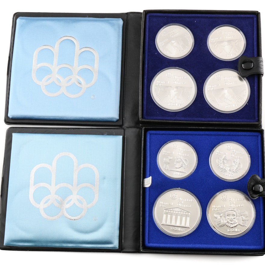 Two Sets of 1976 Montreal Olympics Commemorative Silver Coins
