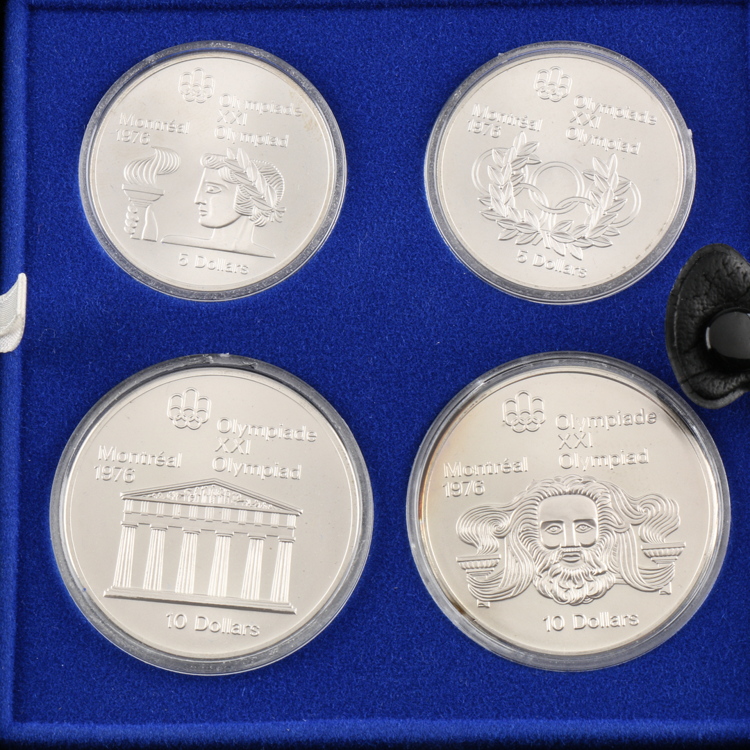 Two Sets of 1976 Montreal Olympics Commemorative Silver Coins