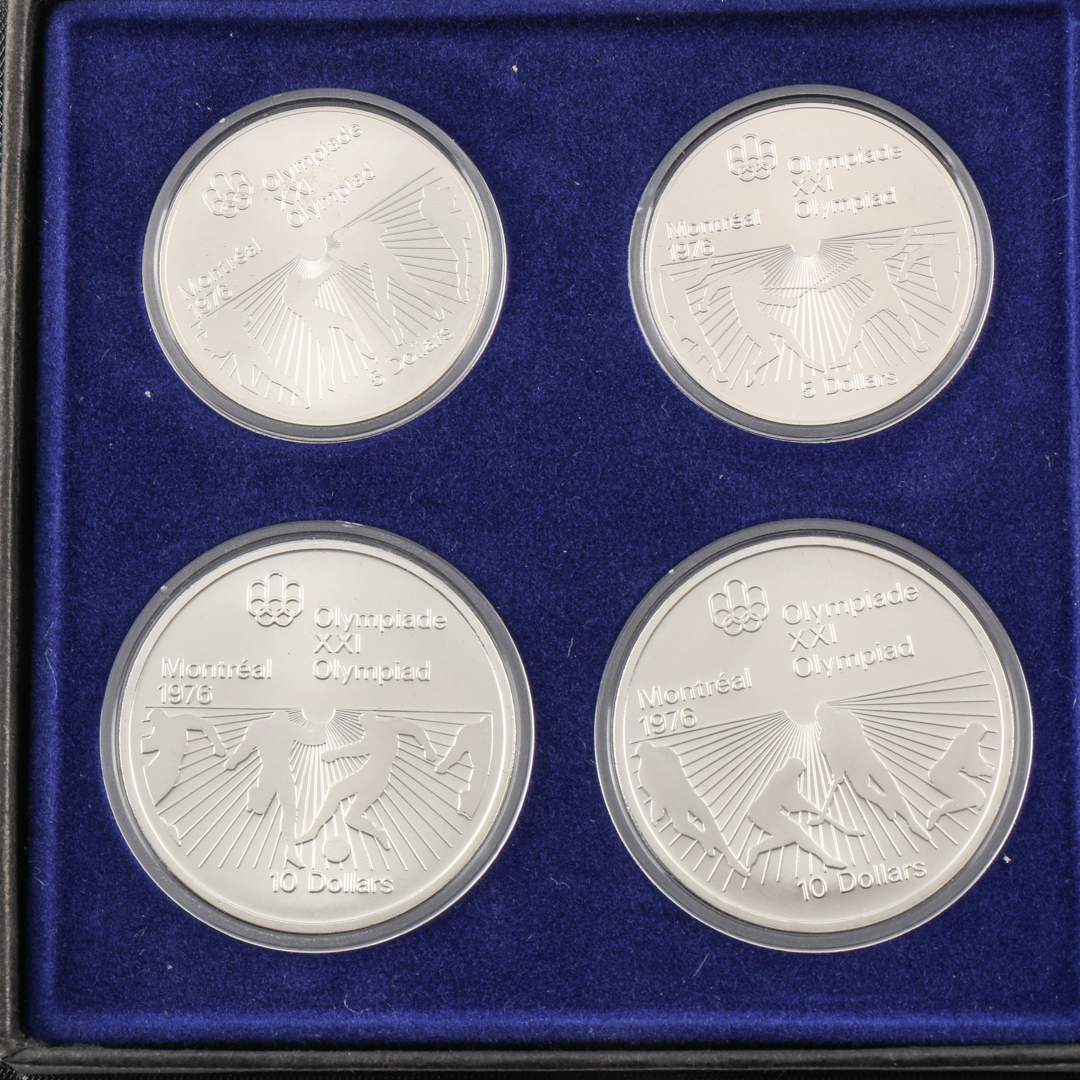 Two Sets of 1976 Montreal Olympics Commemorative Silver Coins