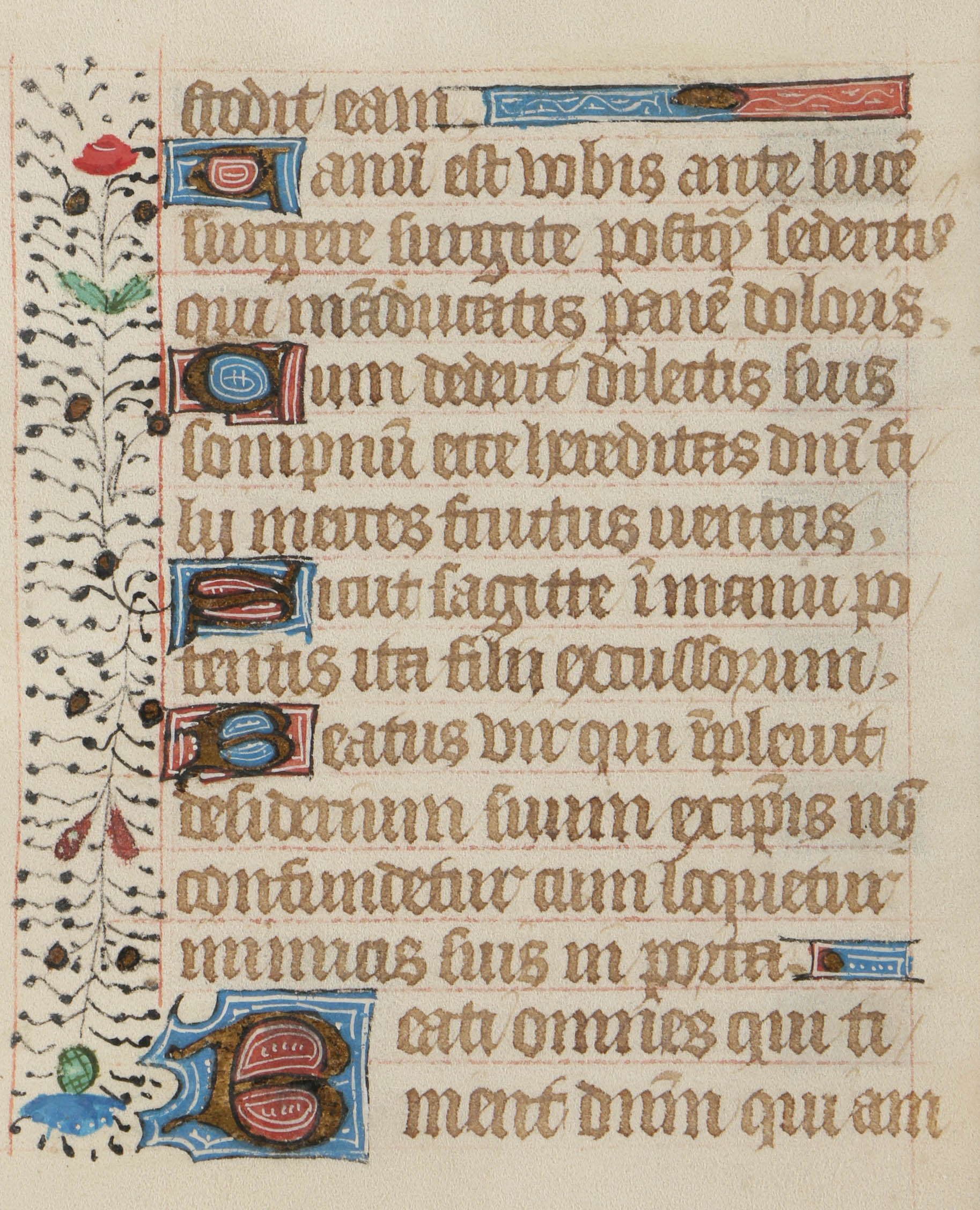 Six Late 15th-Century Hand-Painted Pages from French Book of Hours