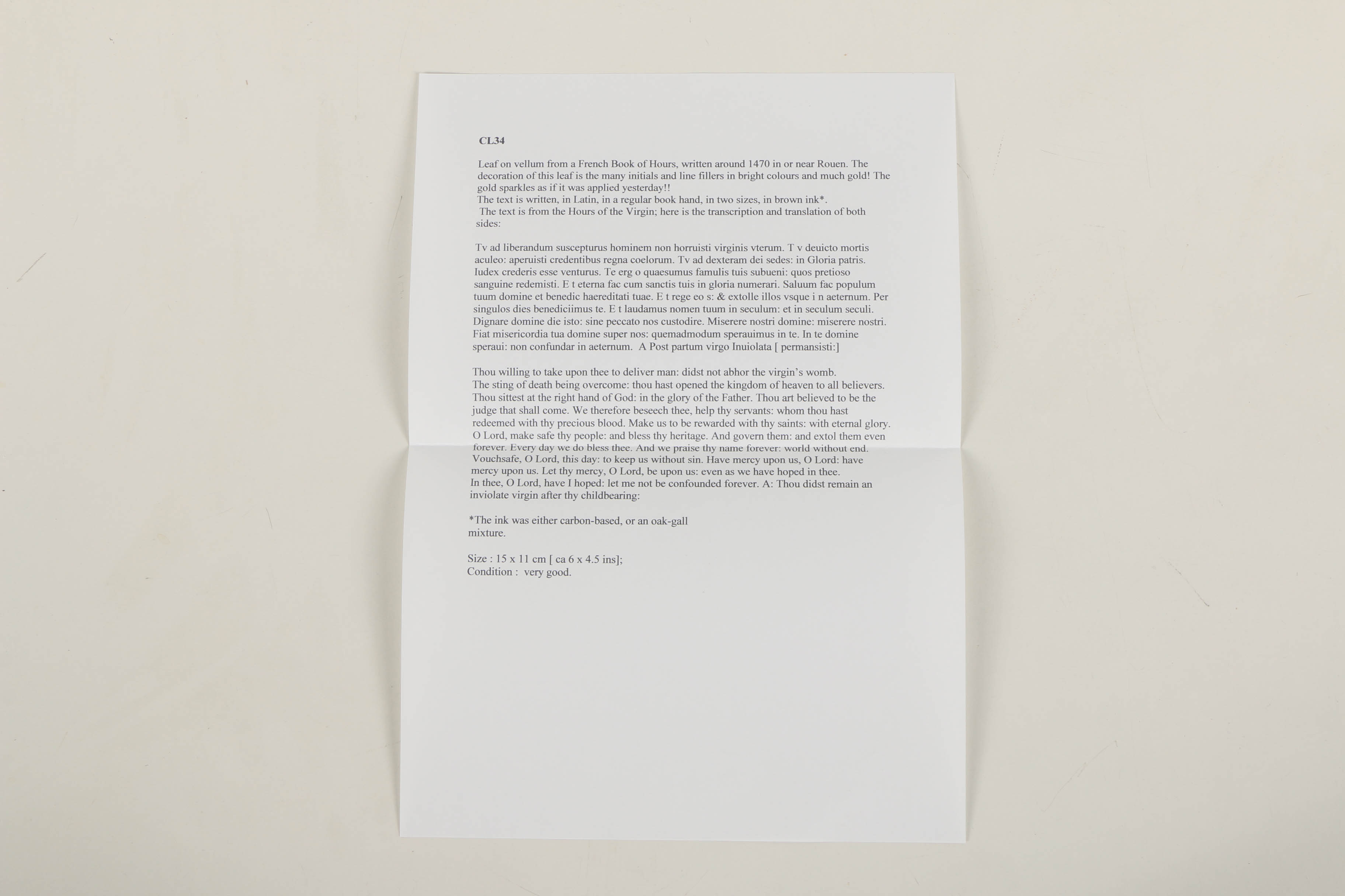 Six Late 15th-Century Hand-Painted Pages from French Book of Hours